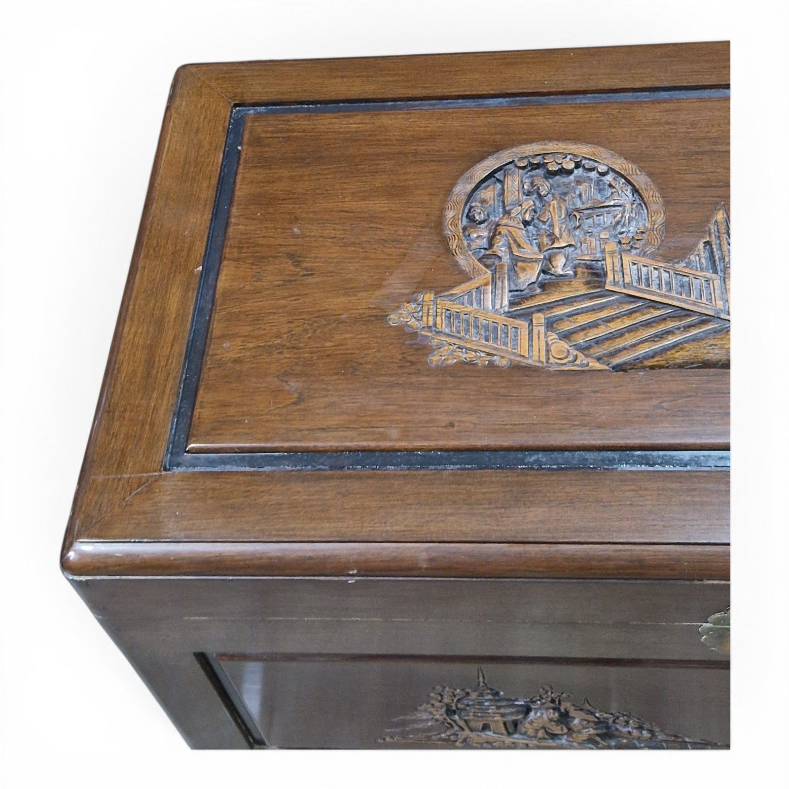 photo buy Oriental Camphor Wood Blanket Box Carved Storage Chest Trunk Large Antique Style