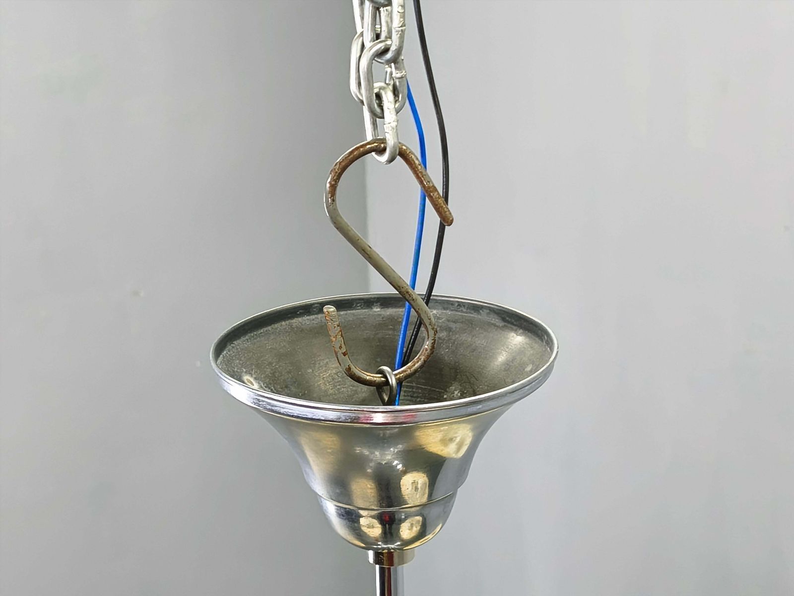 Lighting Art Deco Chandelier In Chrome, Wood And Glass, Czechoslovakia photo