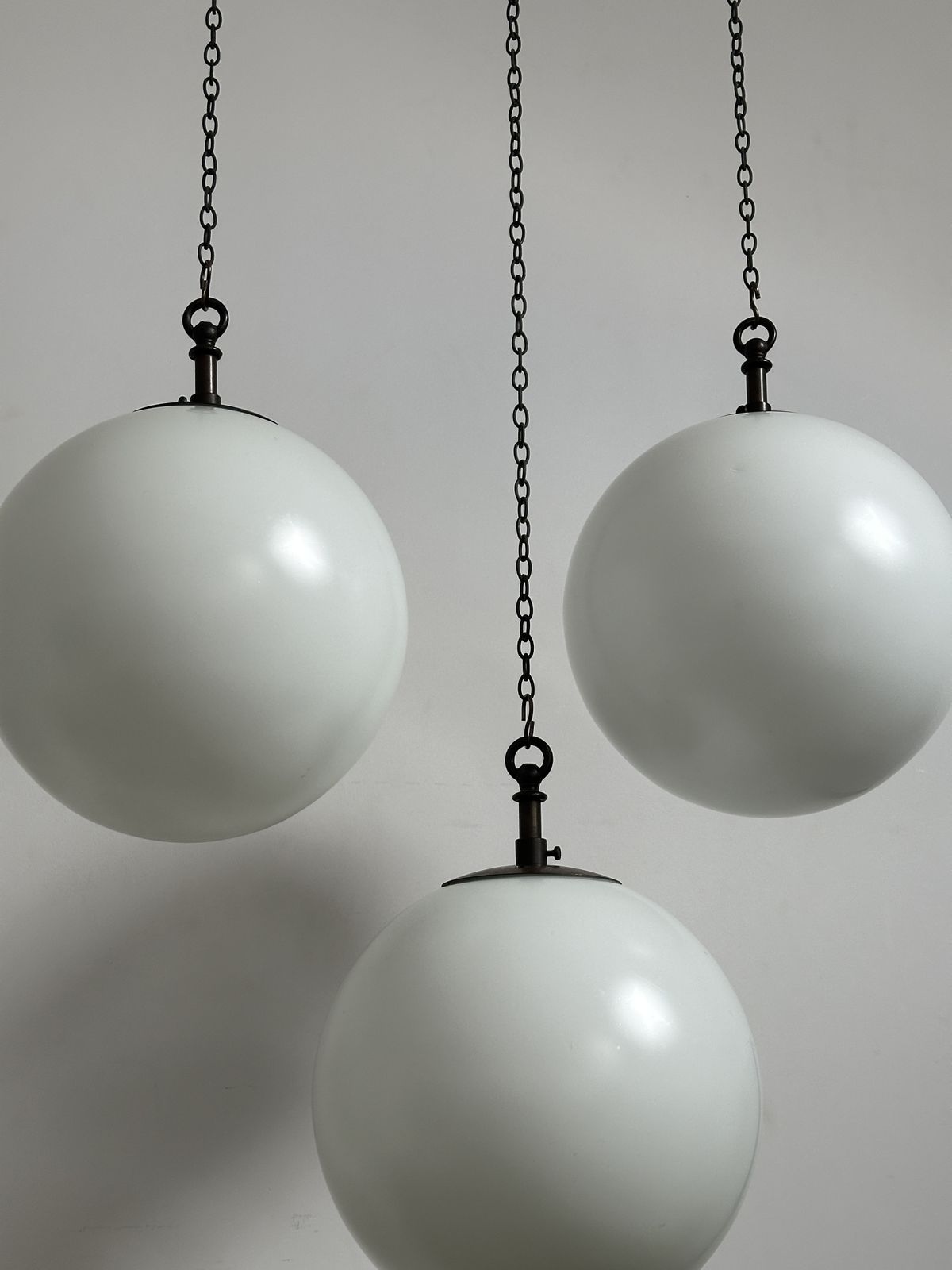 Run Set Antique Church Opaline Milk Glass Pearlescent Glass Globe Ceiling Pendant Light By Hailwood & Ackroyd photo 995.0