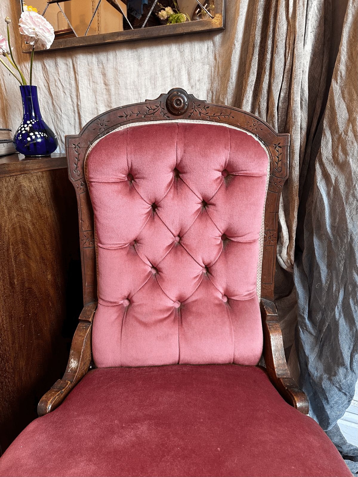 Pink Velvet Chair C1910, 1910s photo furniture