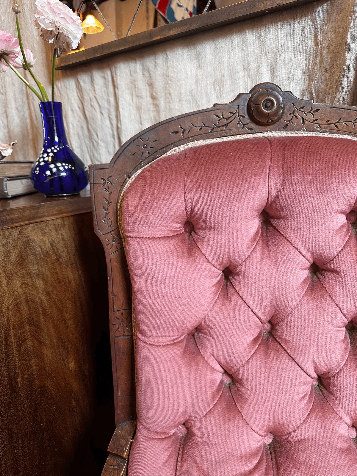 Pink Velvet Chair C1910, 1910s photo for sale