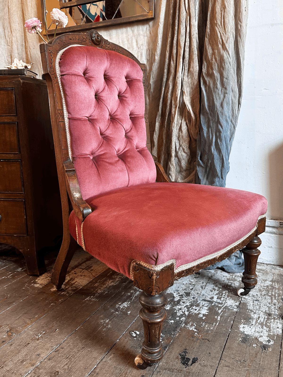 Pink Velvet Chair C1910, 1910s photo vinterior