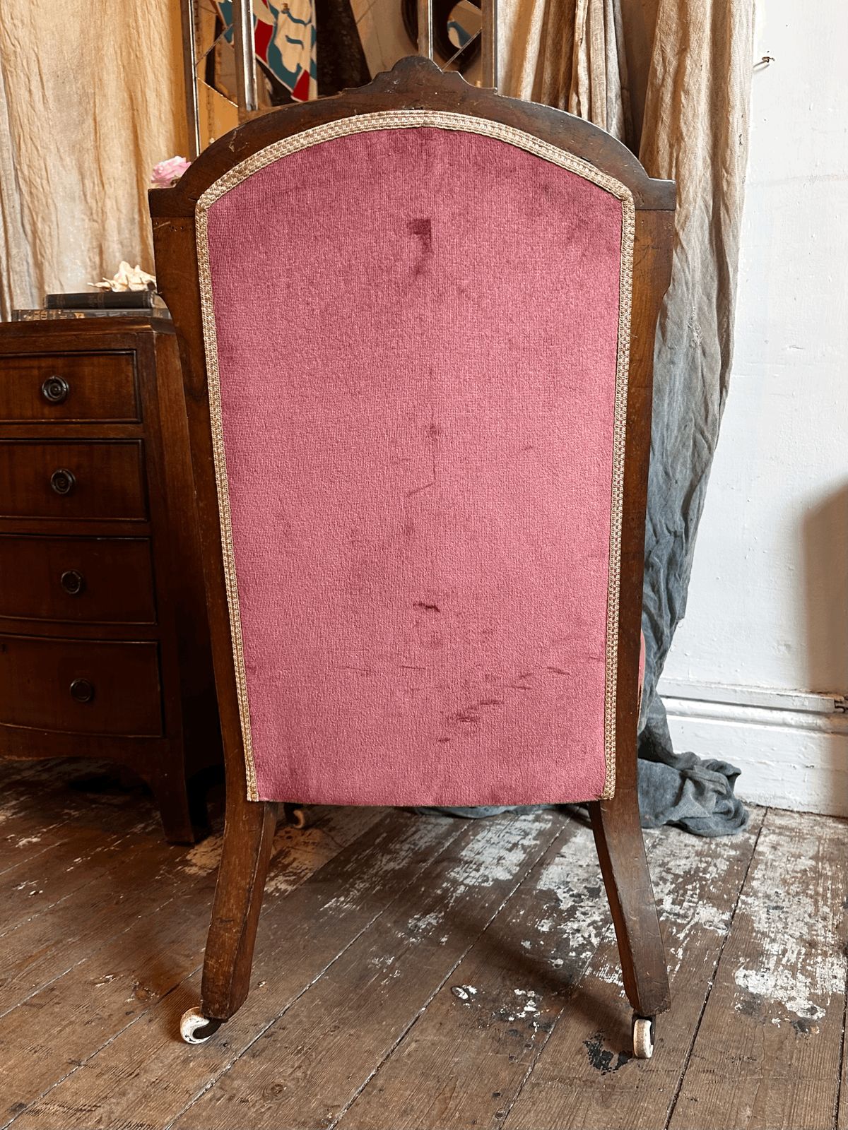 Pink Velvet Chair C1910, 1910s photo vintage
