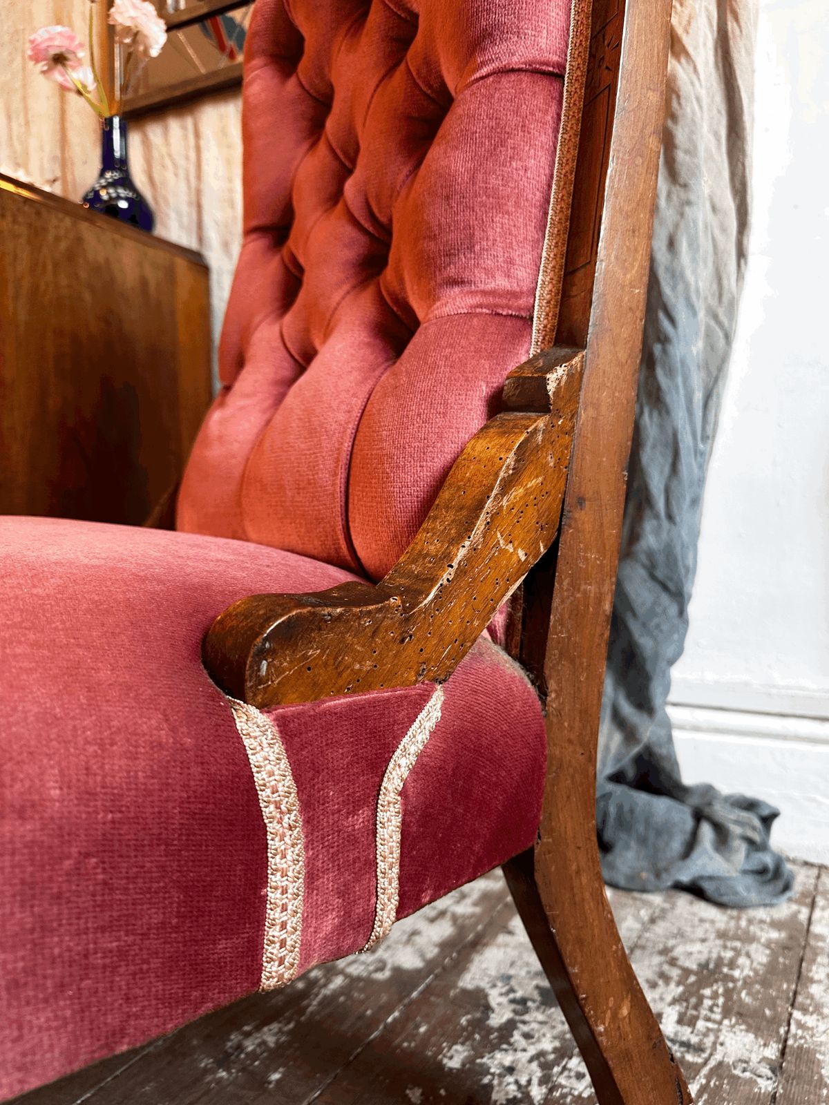 photo for sale Pink Velvet Chair C1910, 1910s