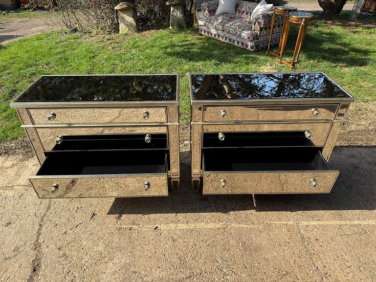 Pair Of Mirrored Drawers By Philipe Marques 3 Drawer Venetian Chest photo vinterior