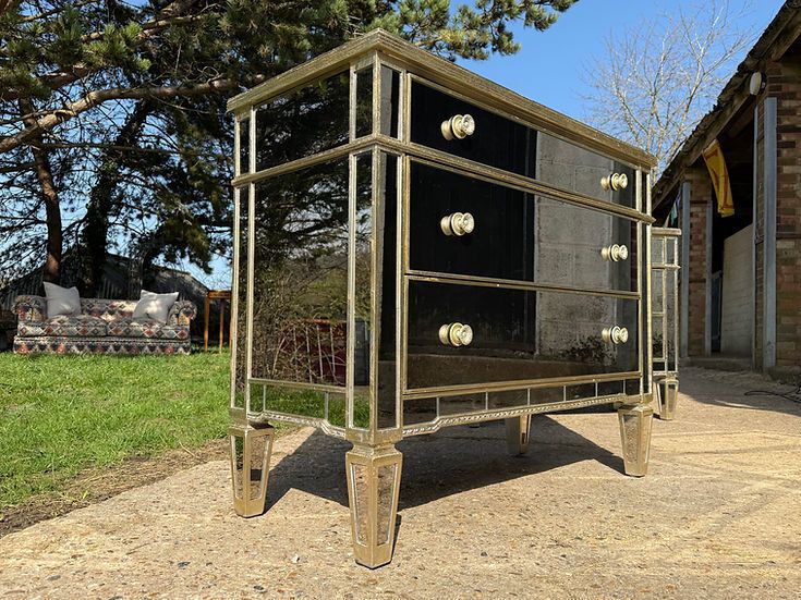 photo for sale Pair Of Mirrored Drawers By Philipe Marques 3 Drawer Venetian Chest