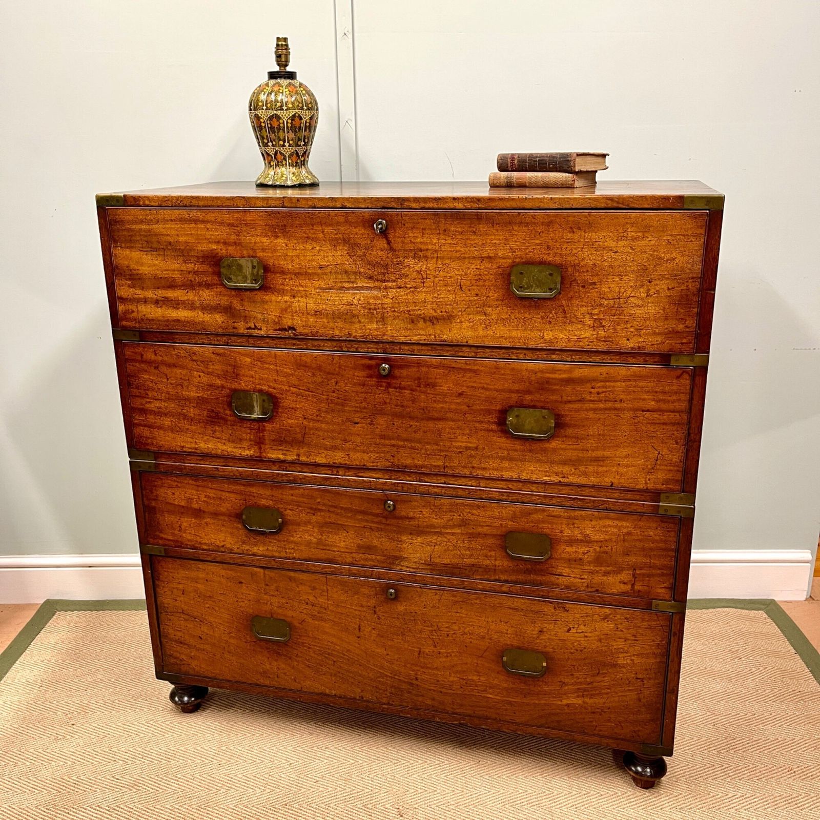 19th Century Campaign Secretarie Chest Of Drawers