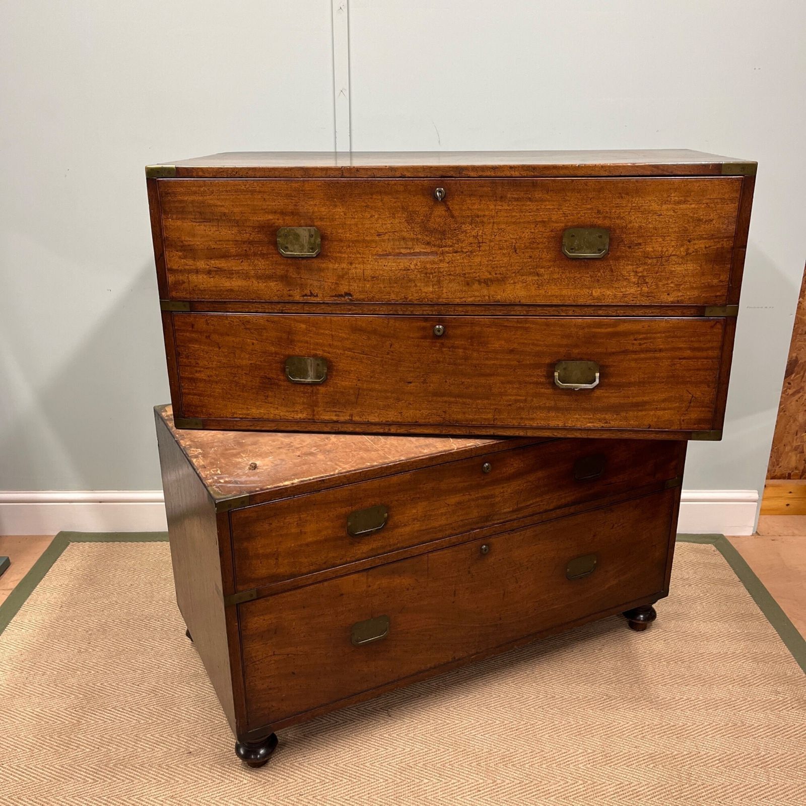 photo vinterior 19th Century Campaign Secretarie Chest Of Drawers