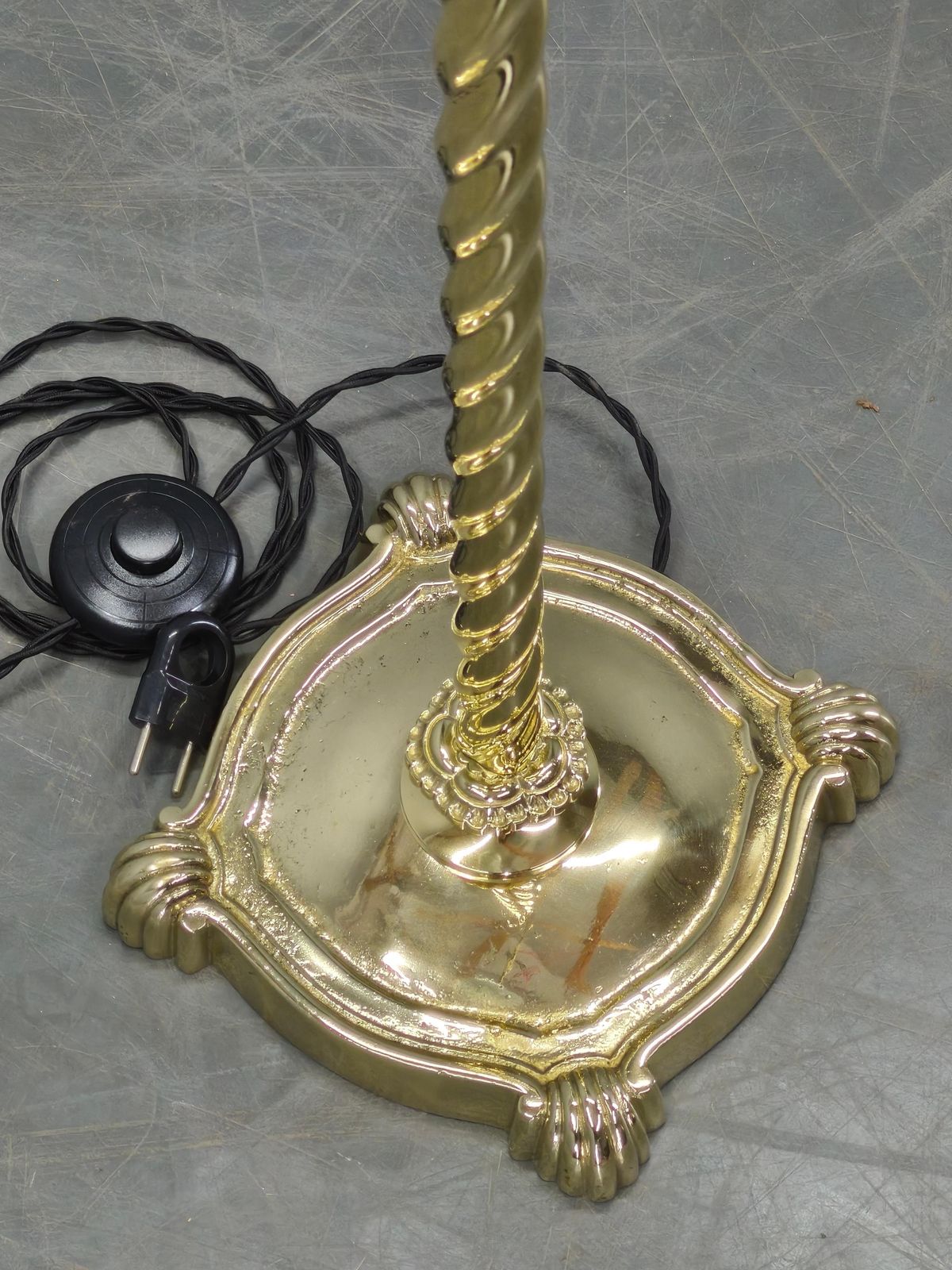 photo for sale Italian Art Deco Brass Floor Lamp With Glass Globe, 1930s