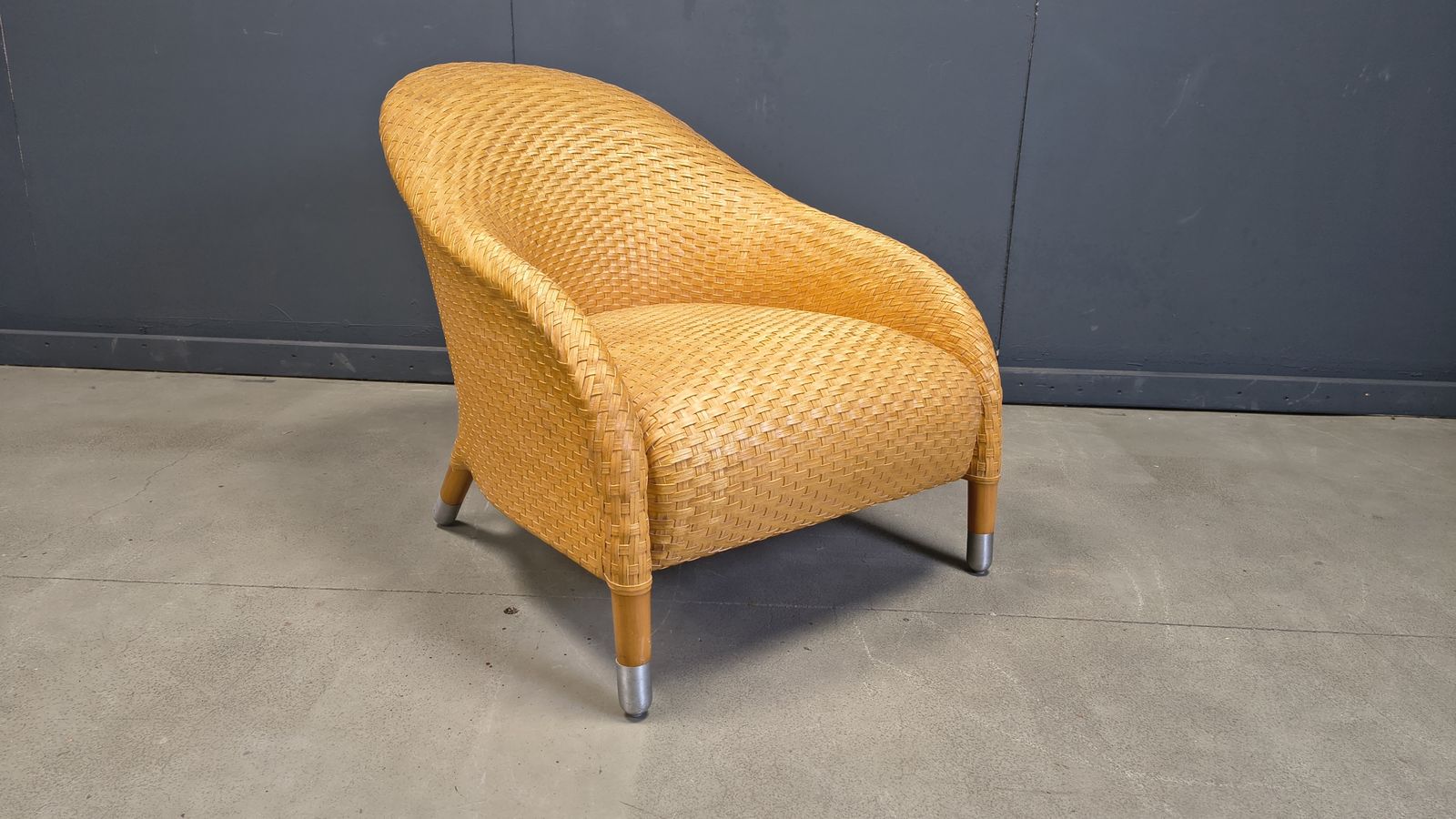 Antonio Citterio Braided Leather Armchair, 1980s