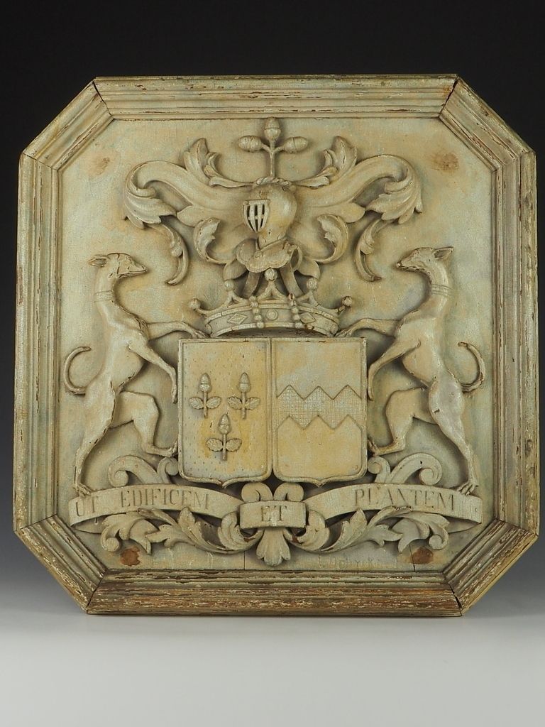 Exquisite Hand Carved Coat Of Arms C.1850 Signed photo for sale