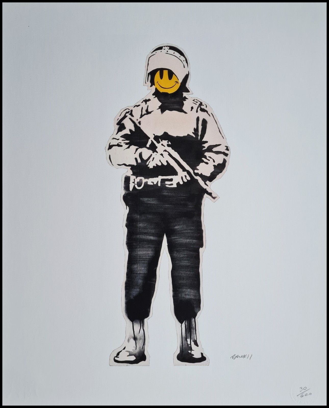 Banksy * Smiling Cop * 50 X 40 Cm * Lithografie * Kunstdruck *Limitiert # 30/600