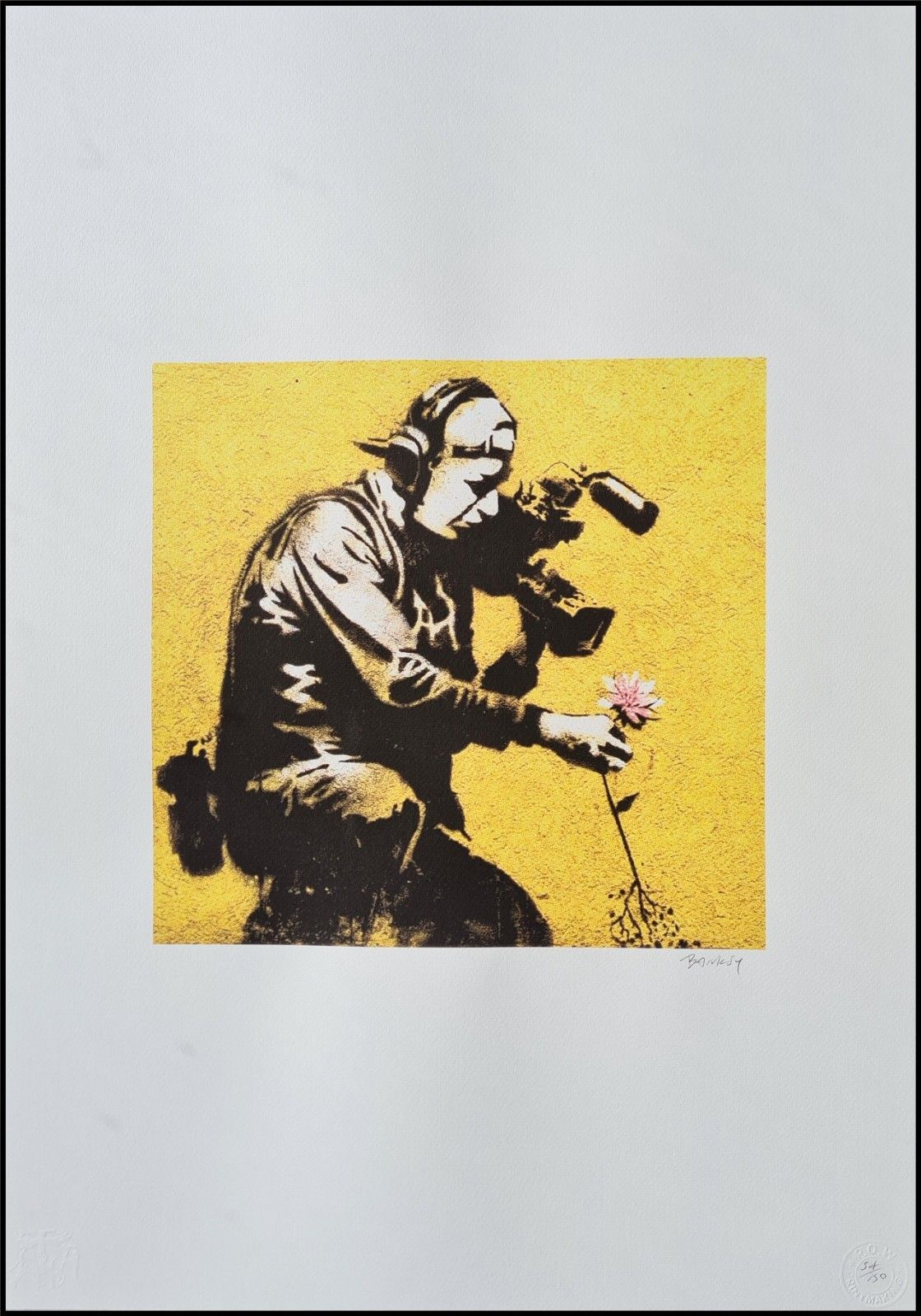 Banksy * Cameraman And Flower * 70x50 Cm * Lithografie * Limitiert # 54/150