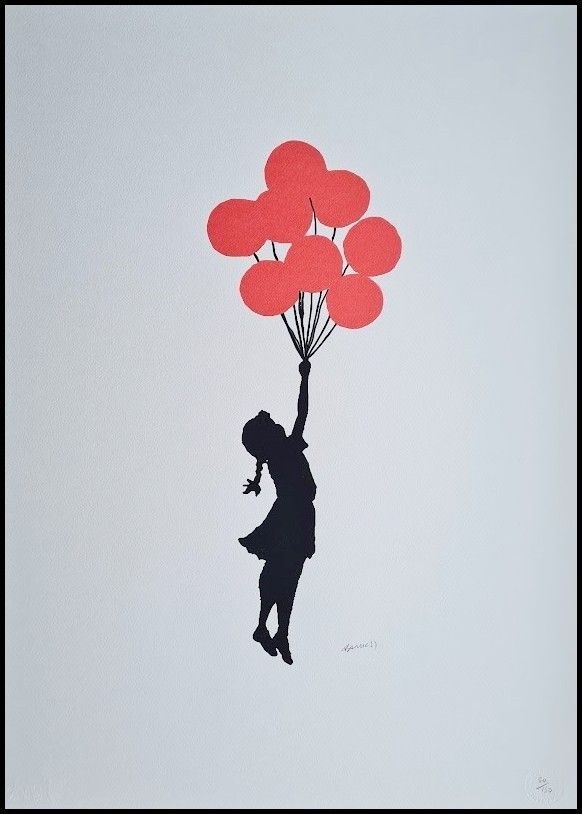 Banksy Flying Balloon Girl 70 X 50 Cm Litografia Limitata #50/150