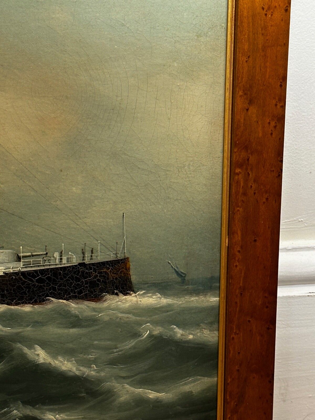 Early 20th Century Oil Painting Marine Ship Blake Class Cruiser Royal Navy Hms Blenheim photo for sale
