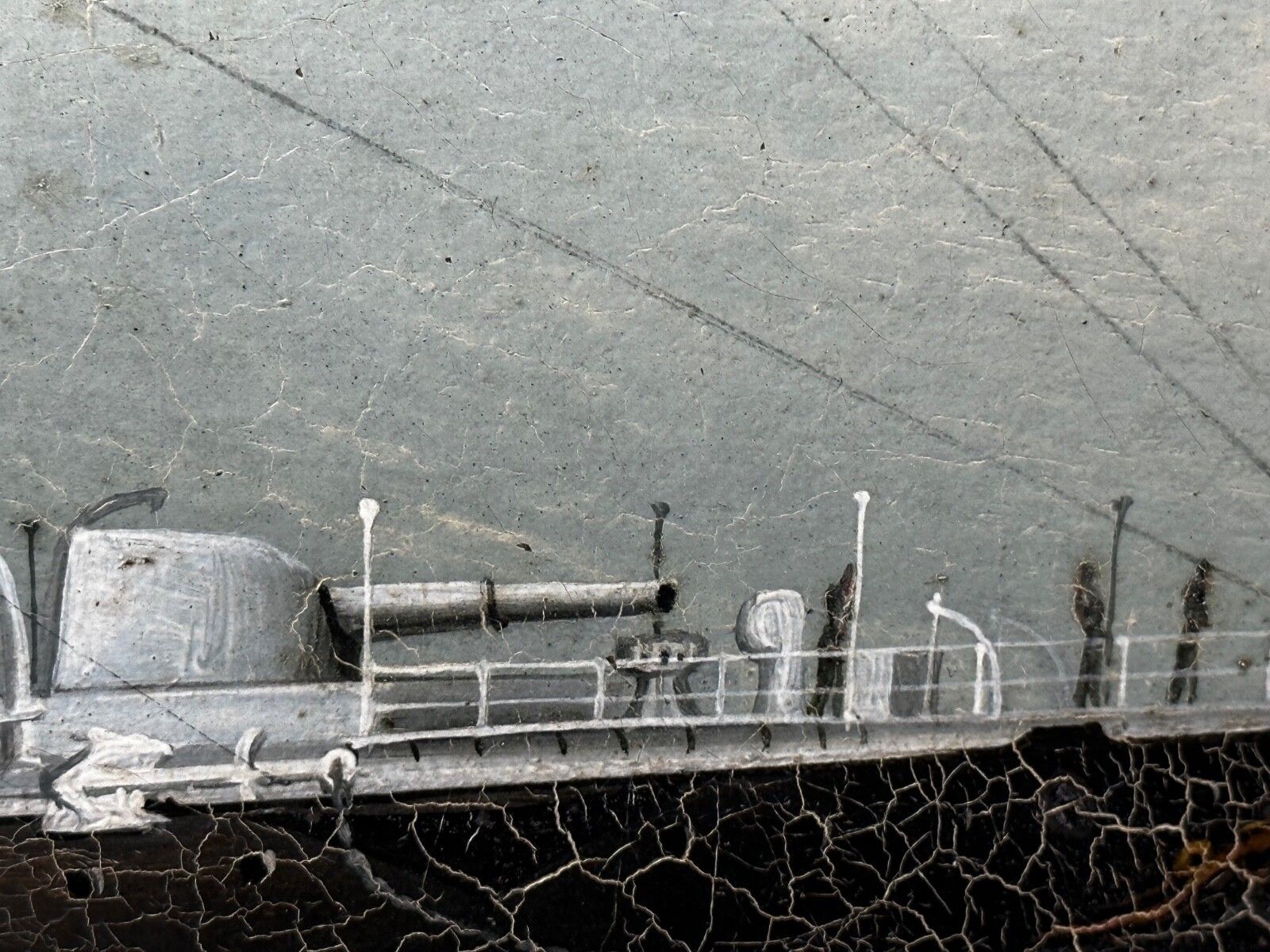 photo furniture Early 20th Century Oil Painting Marine Ship Blake Class Cruiser Royal Navy Hms Blenheim
