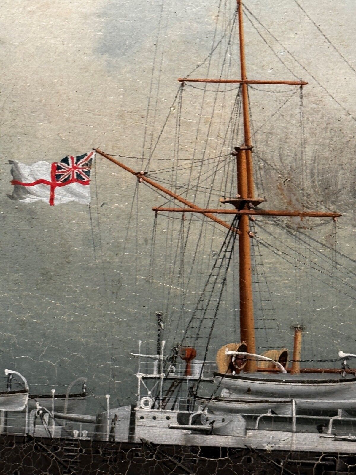 photo buy Early 20th Century Oil Painting Marine Ship Blake Class Cruiser Royal Navy Hms Blenheim