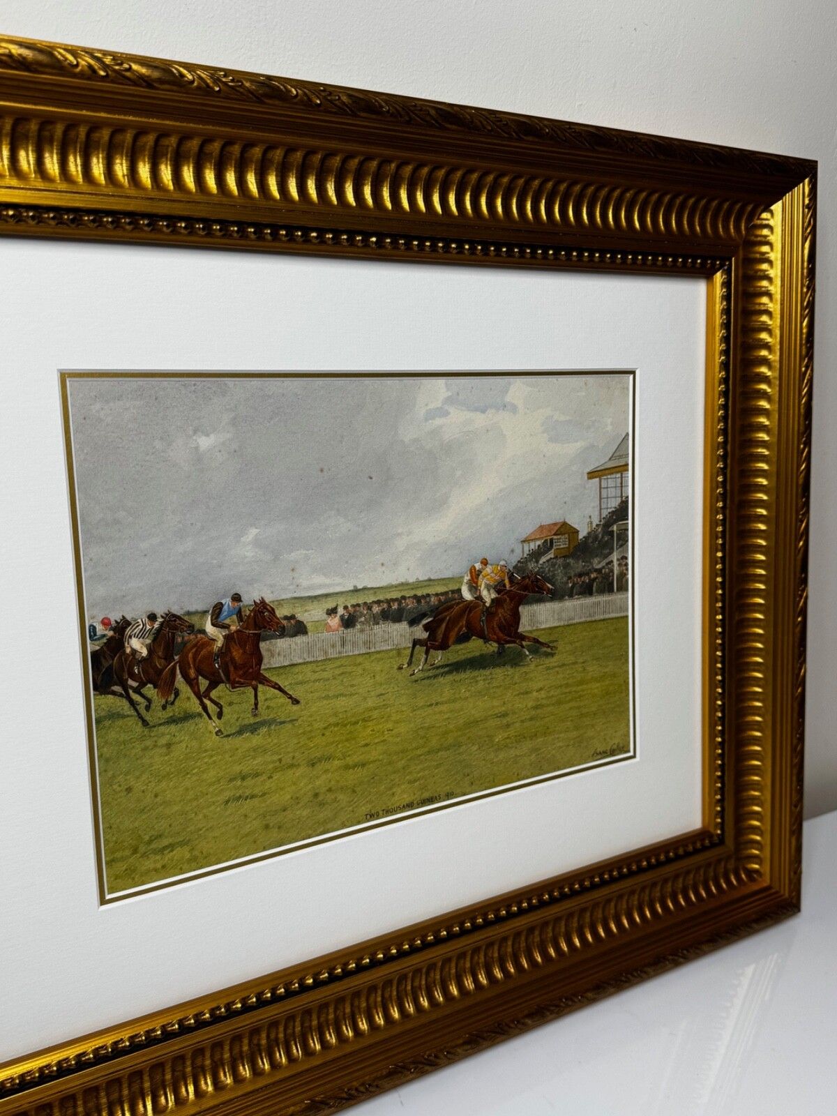 Equestrian Painting 2000 Guineas 1910 Neil Gow Wins At Newmarket By Issac Cullin photo for sale