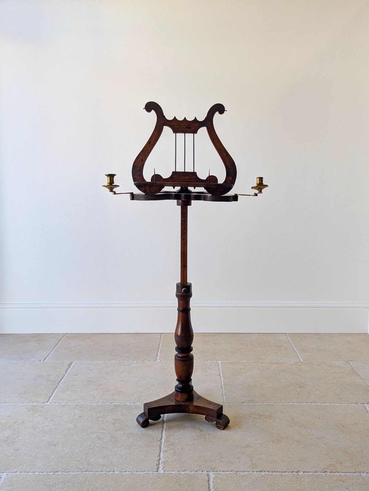 Antique William IV Mahogany Lyre Form Music Stand C.1830