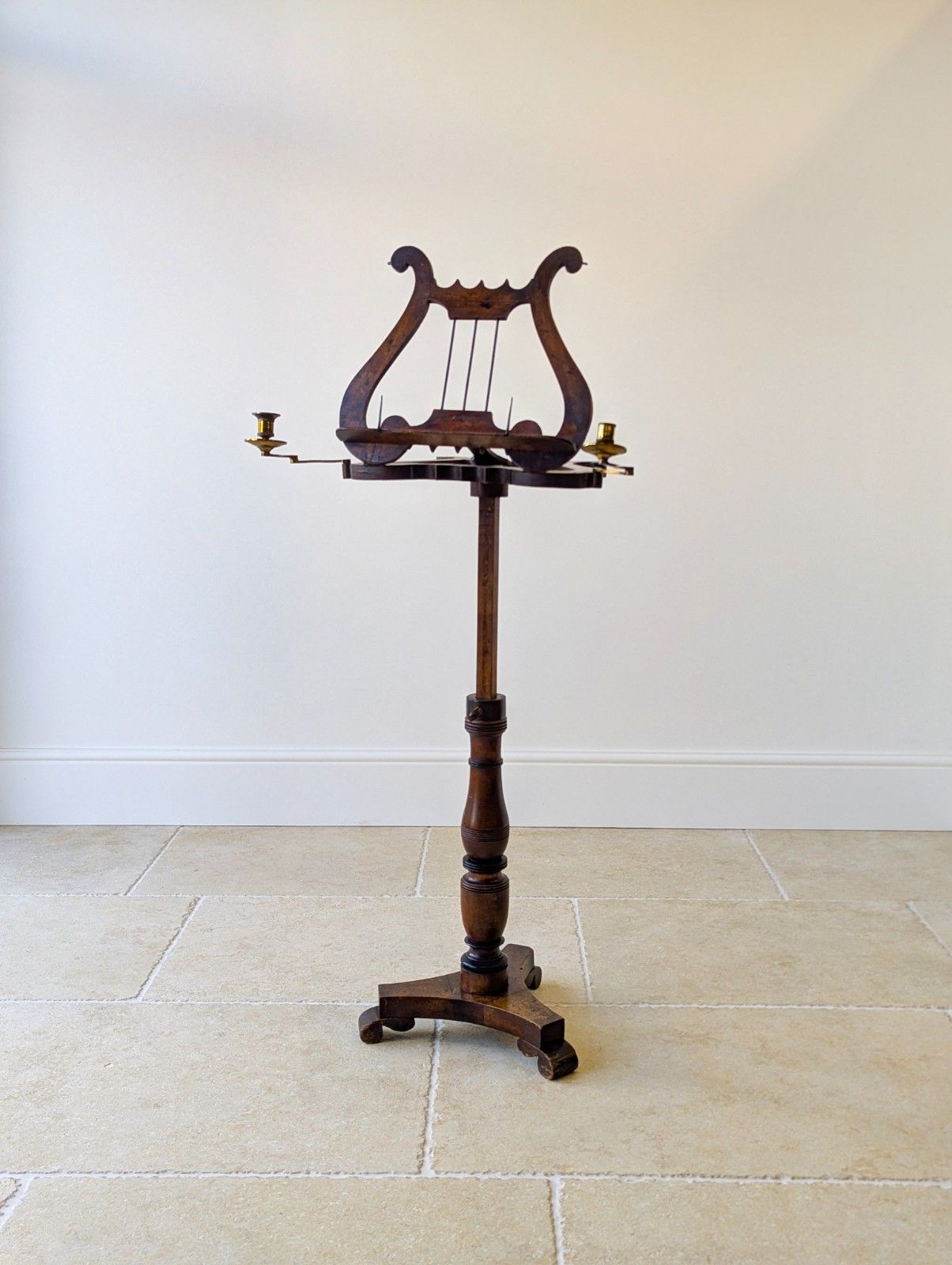Antique William IV Mahogany Lyre Form Music Stand C.1830 photo for sale