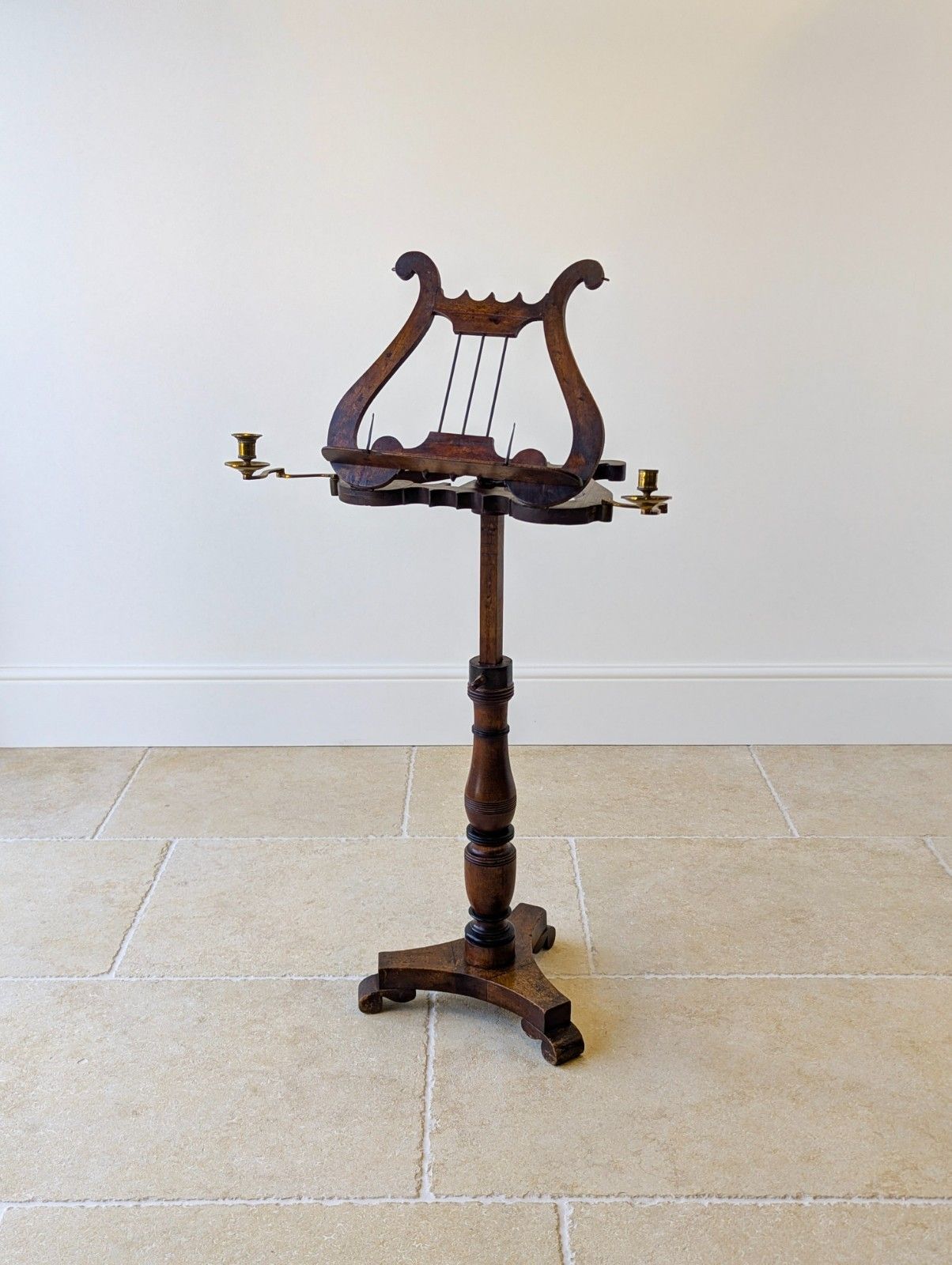 Antique William IV Mahogany Lyre Form Music Stand C.1830 photo vintage