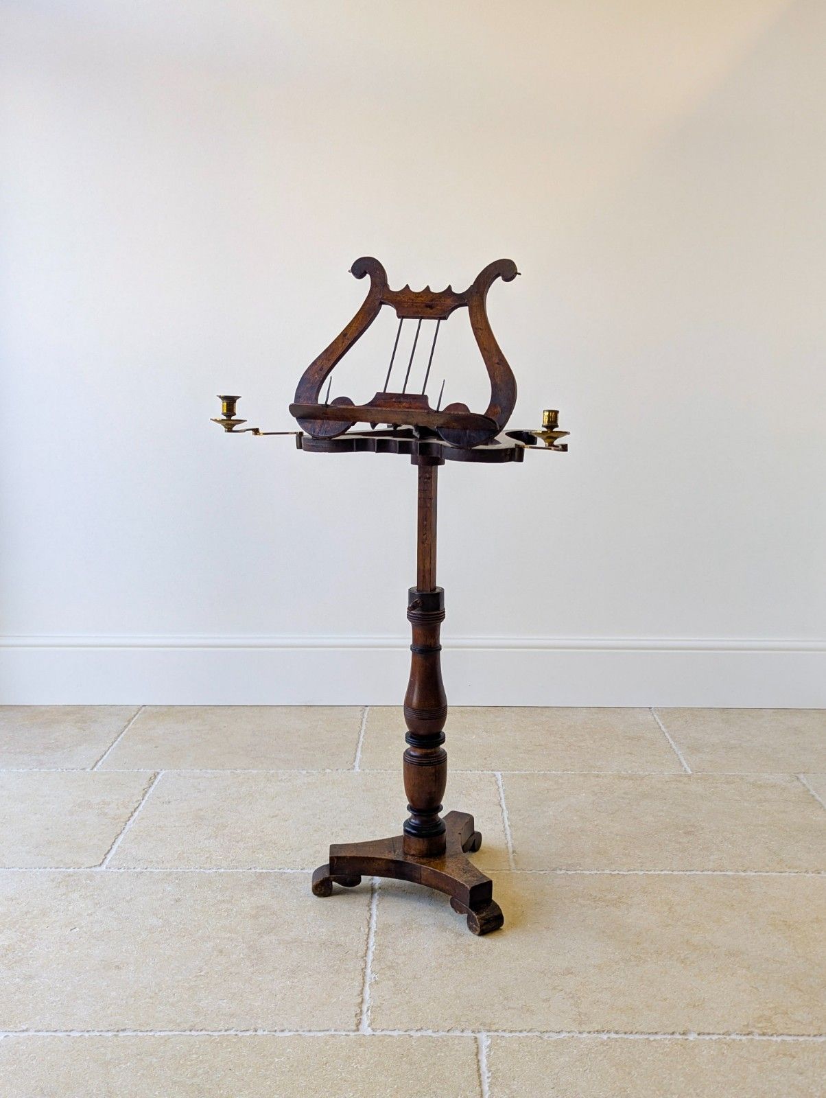 Furniture Antique William IV Mahogany Lyre Form Music Stand C.1830 photo