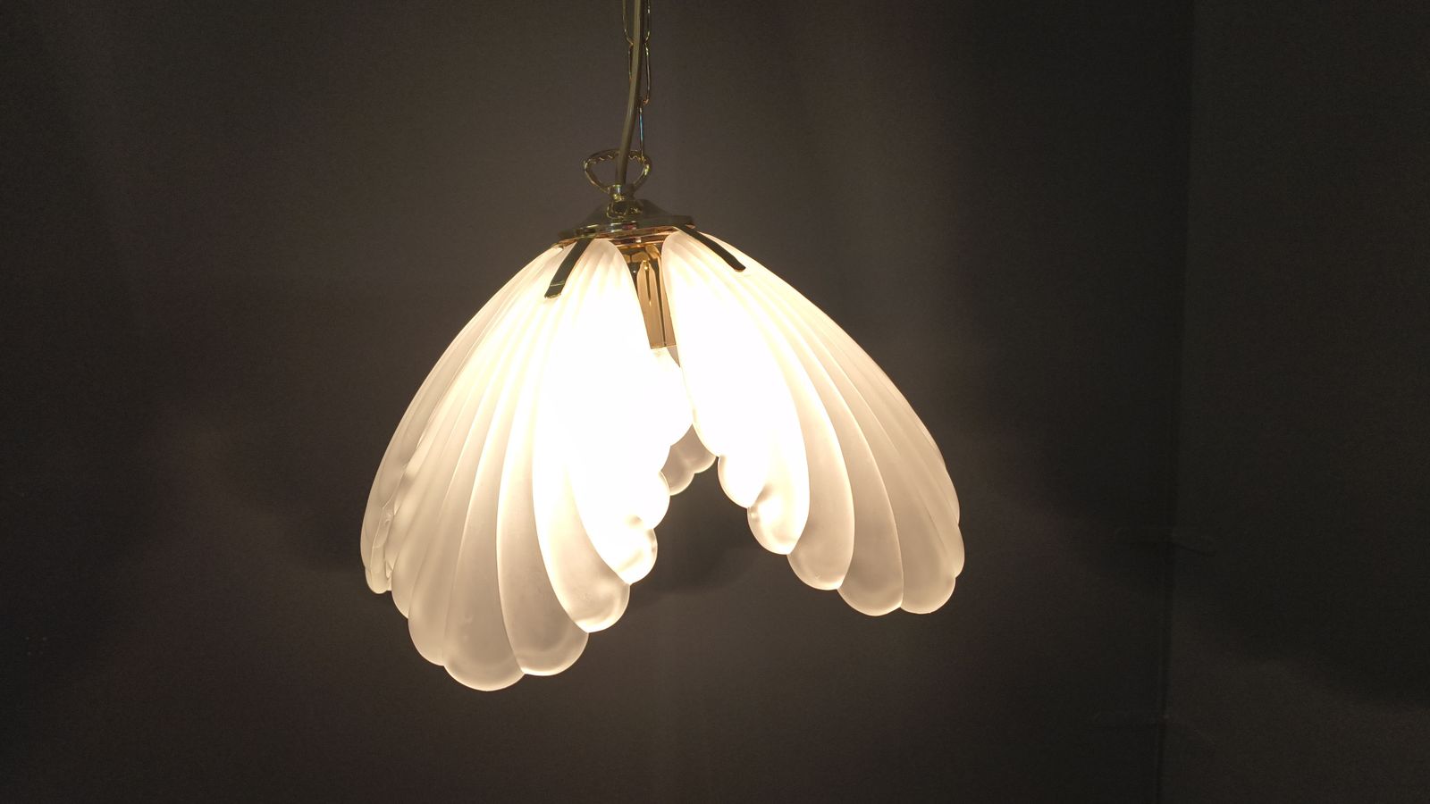 Vintage Italian Glass And Brass Chandelier, 1970s photo vintage