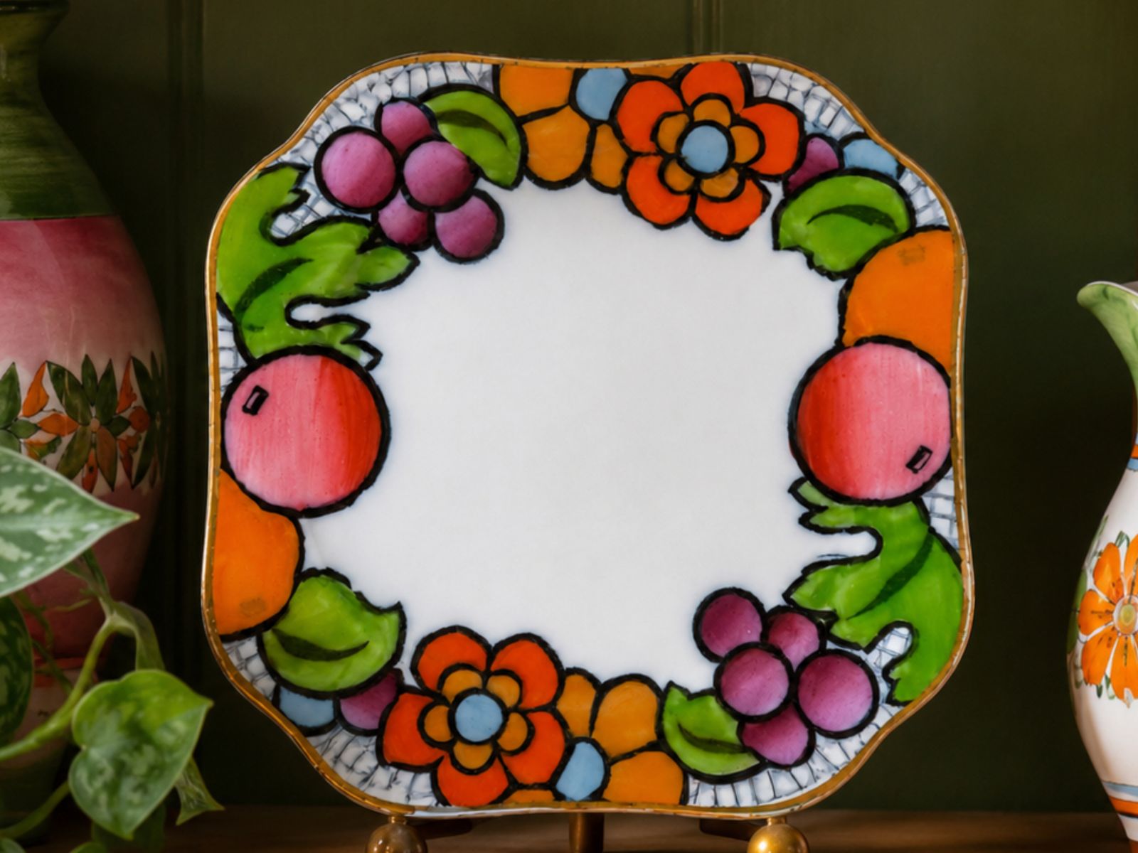 Rare Losol Ware Suntrae Art Deco Floral Plate By Keeling & Co photo furniture