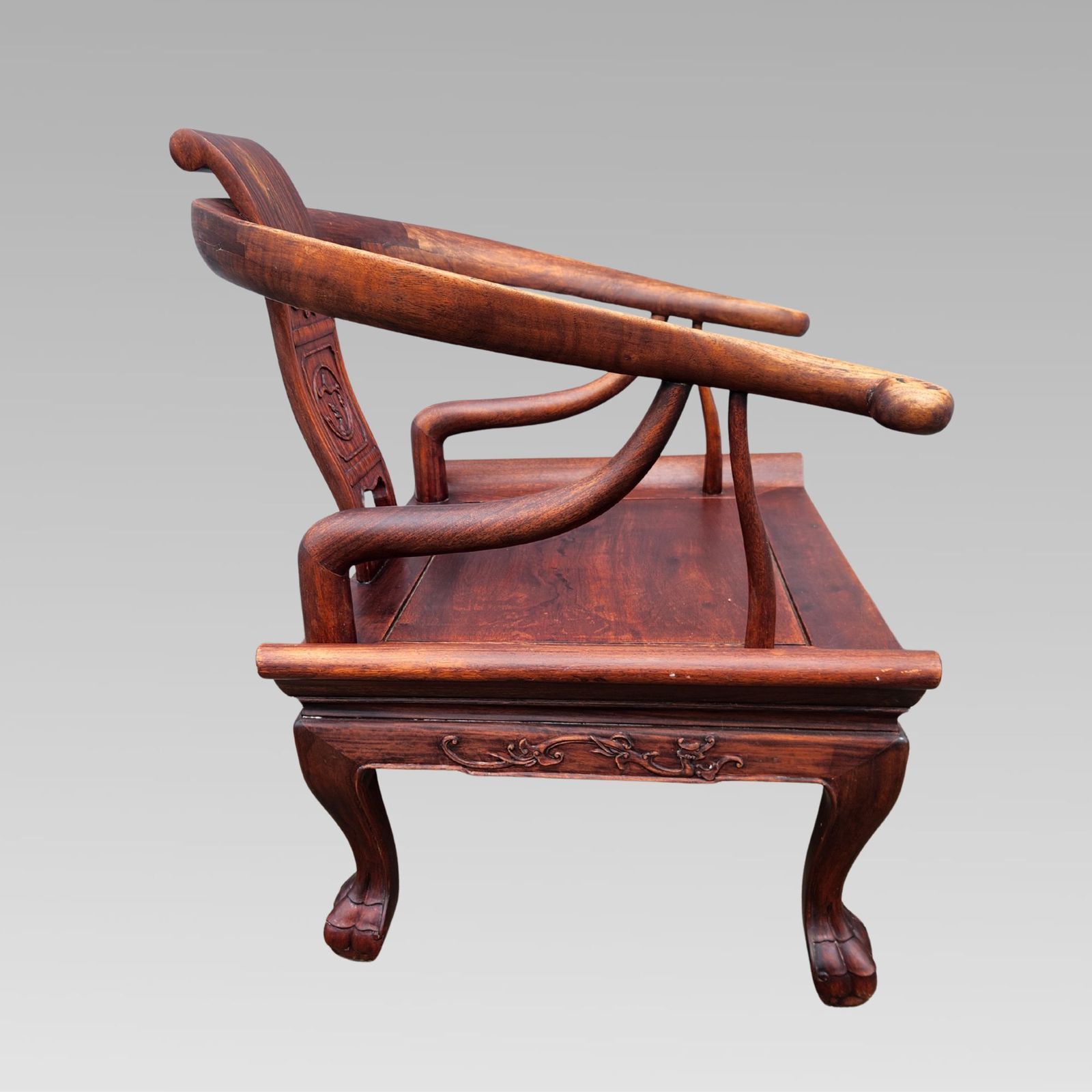 photo for sale Fabulous Chinese Oriental Horse Shoe Hall Bench Or Settle + Armchairs