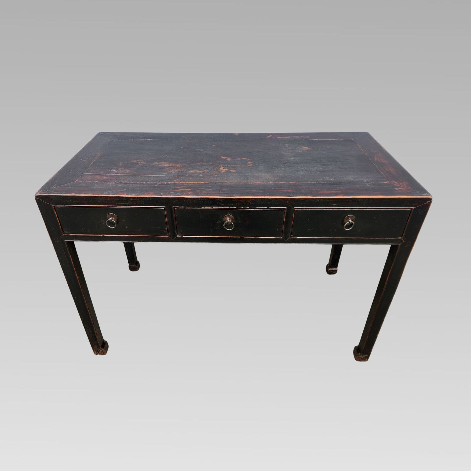 Excellent 19th Century Oriental Chinese Black Lacquer & Elm Scholars Desk photo furniture