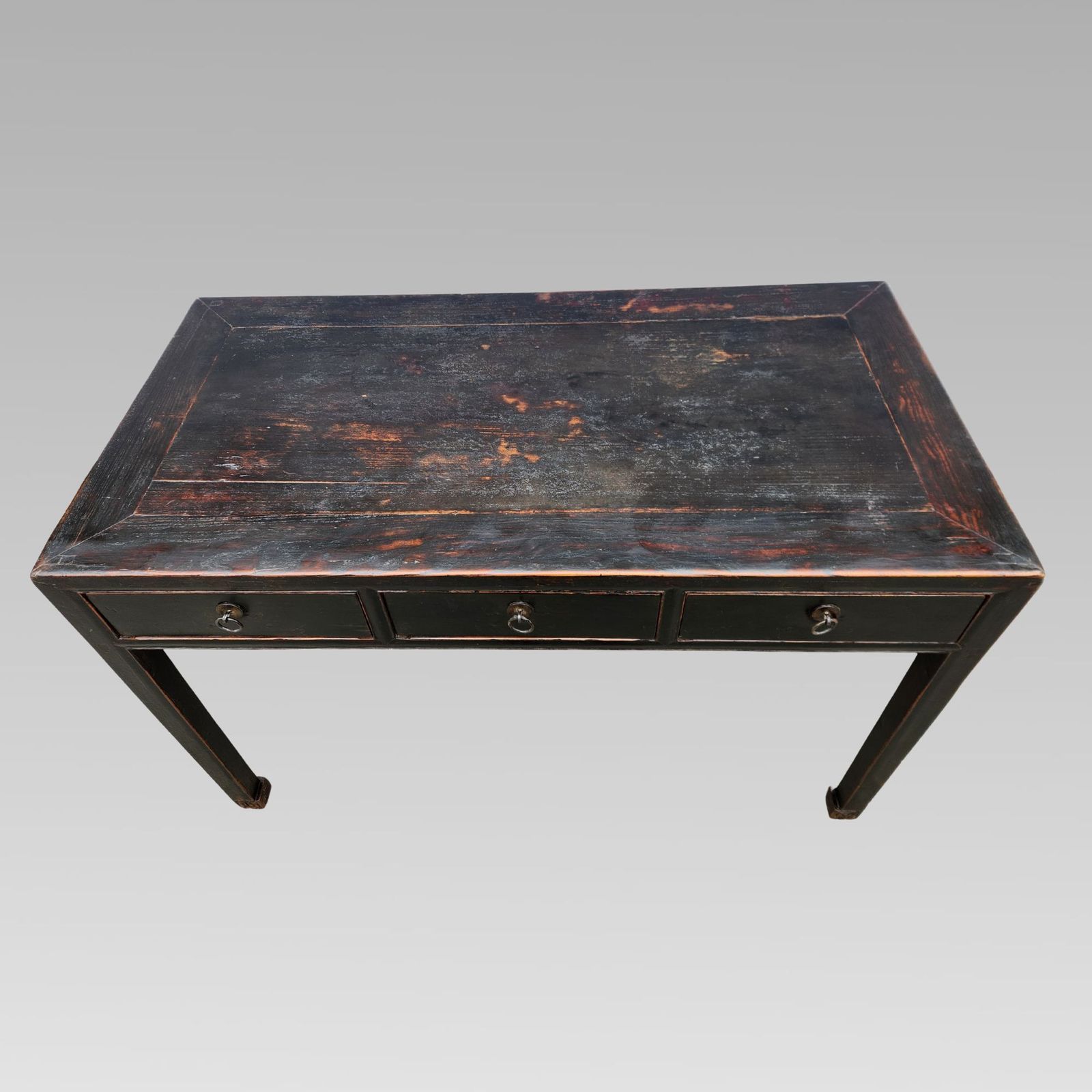 Excellent 19th Century Oriental Chinese Black Lacquer & Elm Scholars Desk photo for sale