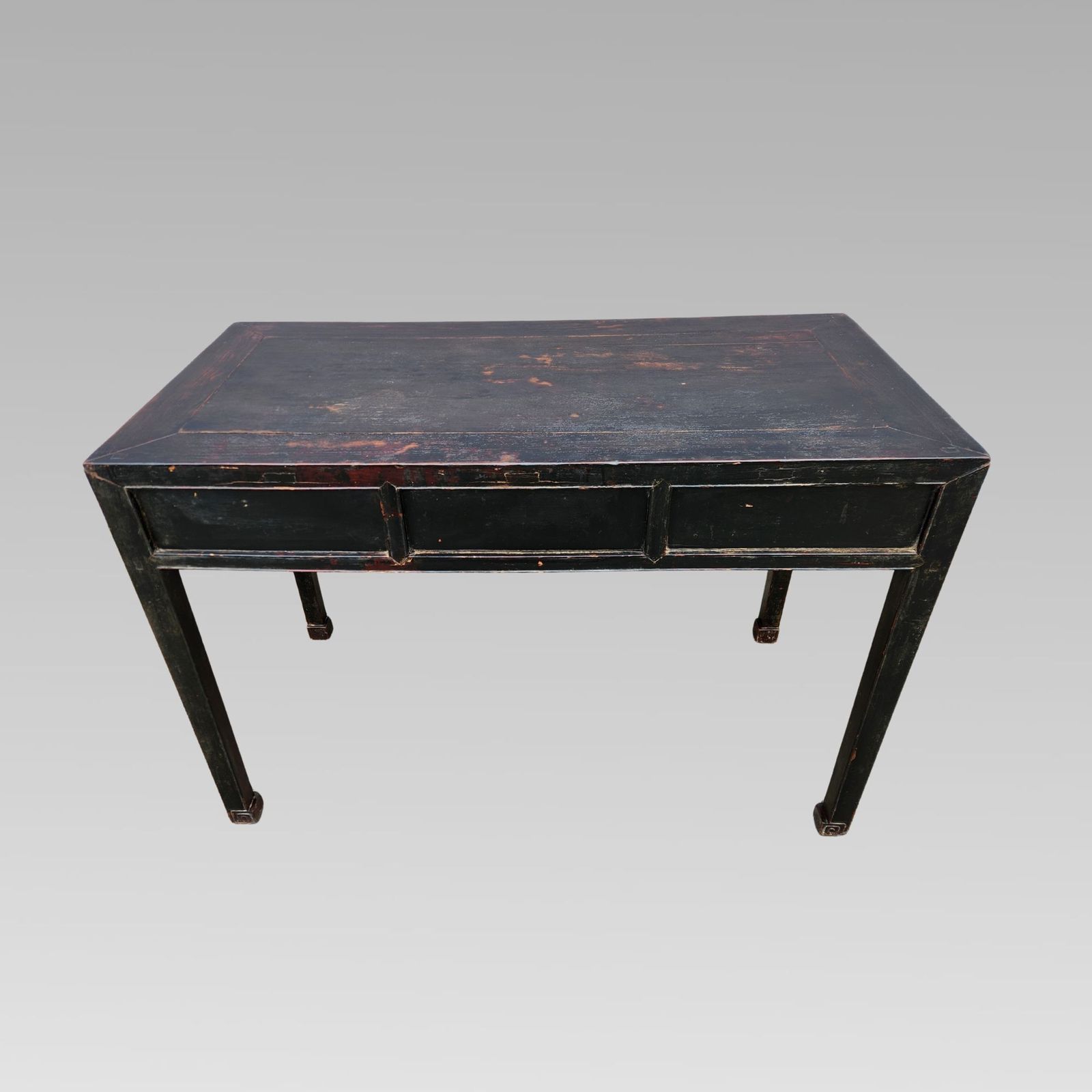 Excellent 19th Century Oriental Chinese Black Lacquer & Elm Scholars Desk photo vinterior