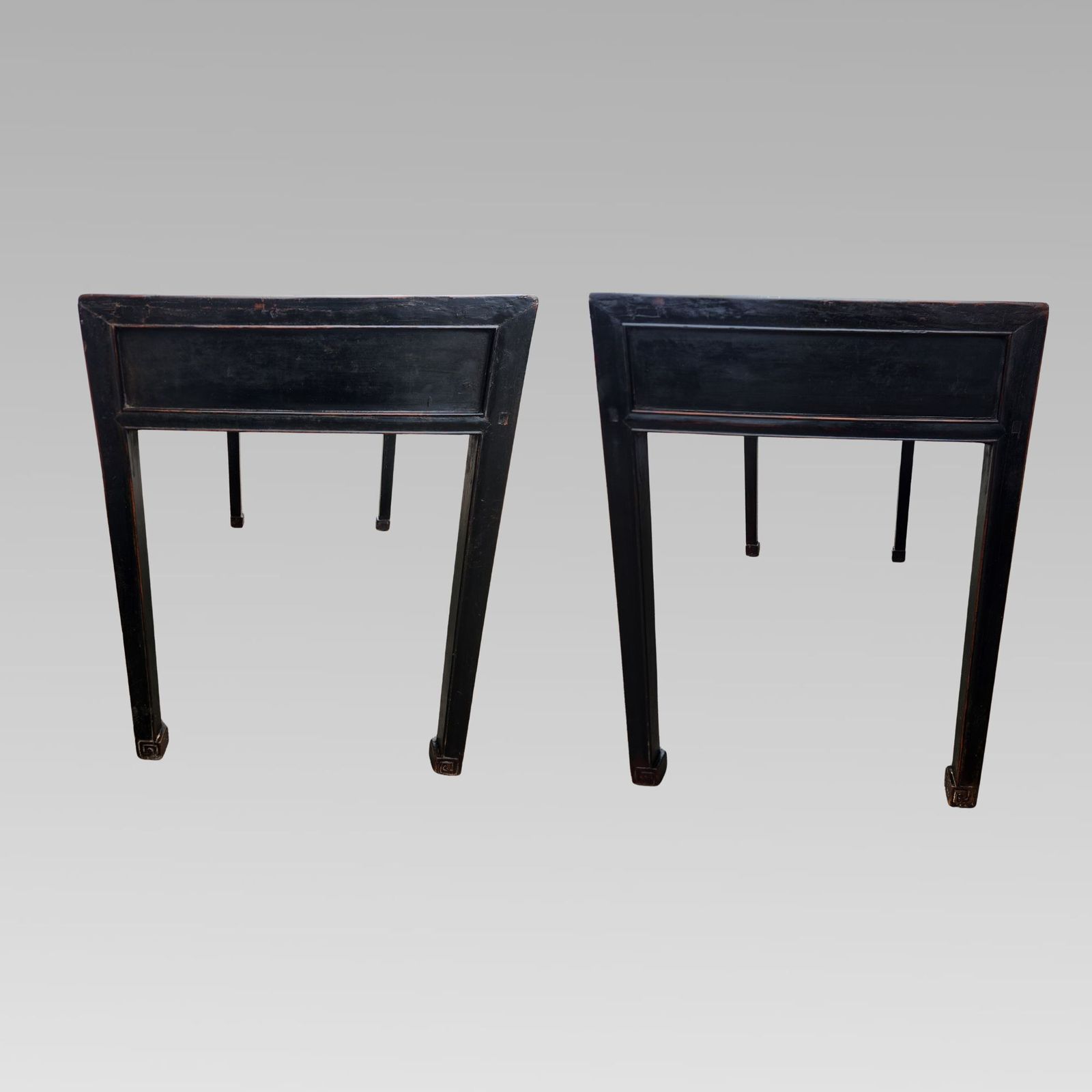 photo for sale Excellent 19th Century Oriental Chinese Black Lacquer & Elm Scholars Desk