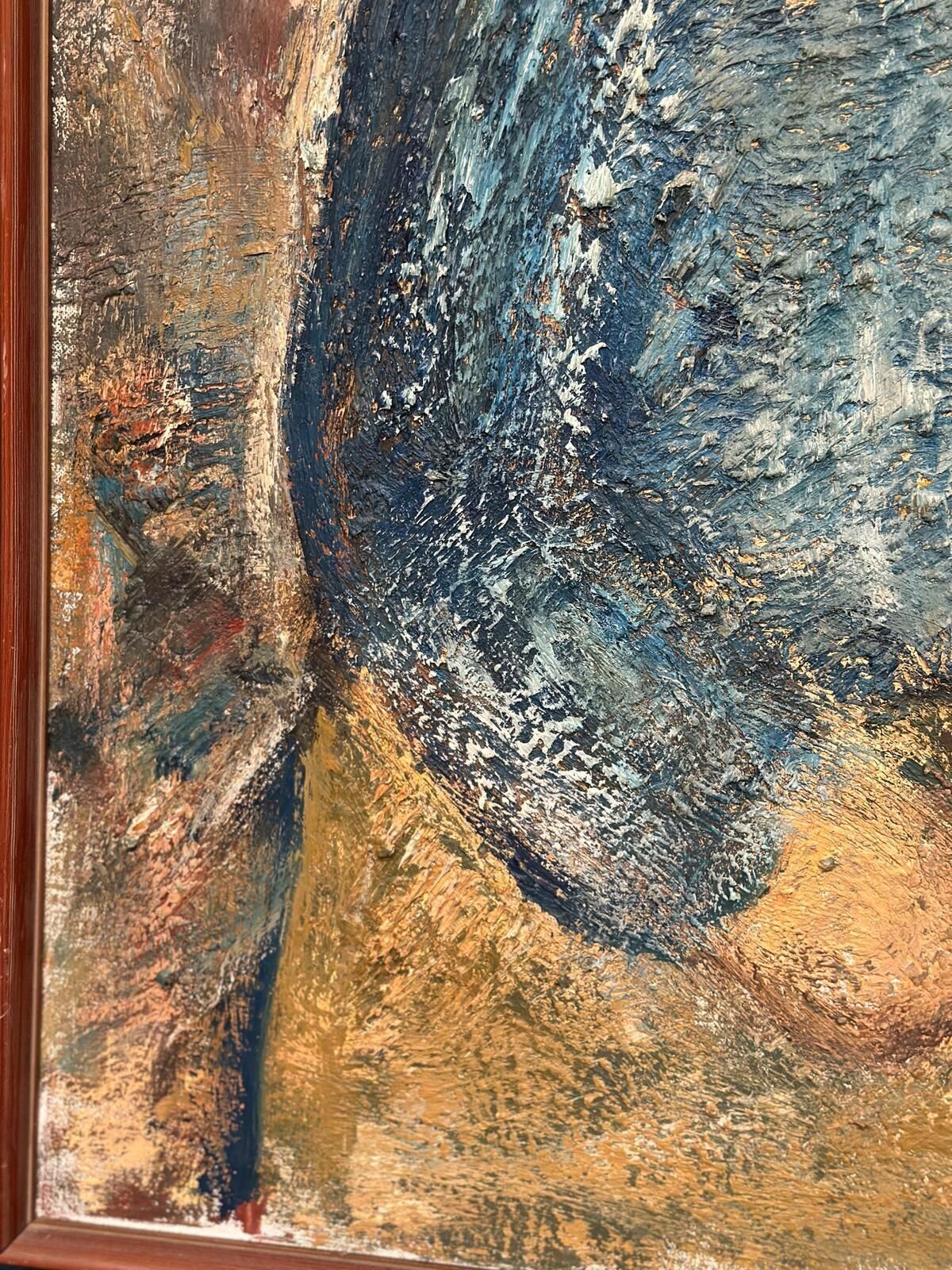 photo buy Original Swedish Oil On Canvas – “Kvinna I Blått” By Gösta Falck – Canvas 88 × 73 Cm (34.6" × 28.7")