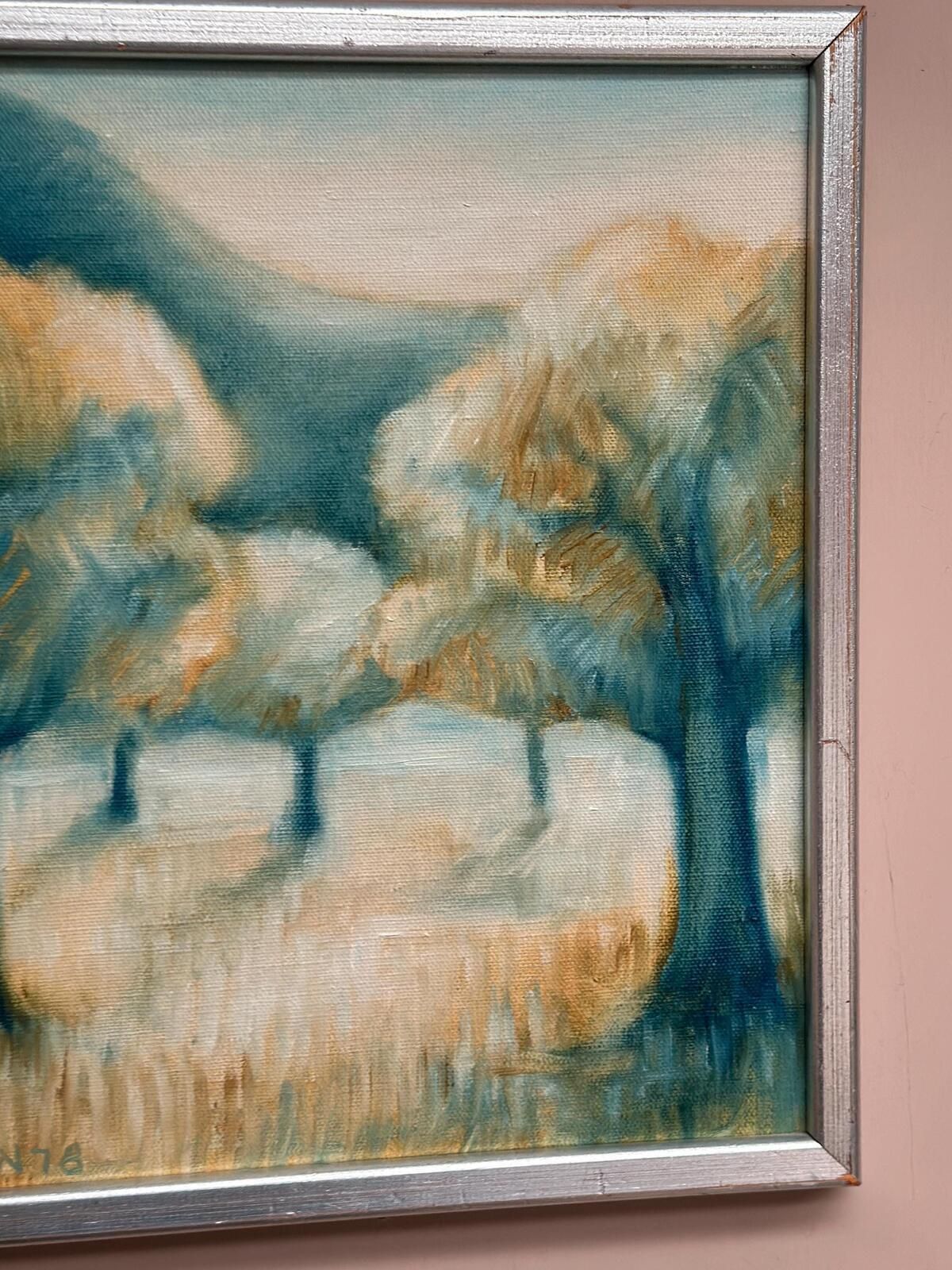 photo for sale Original Swedish Oil On Canvas – “Morgonljus” By Kjell Jordahn (1976) – Framed 33 × 32.5 Cm (13" × 12.8")