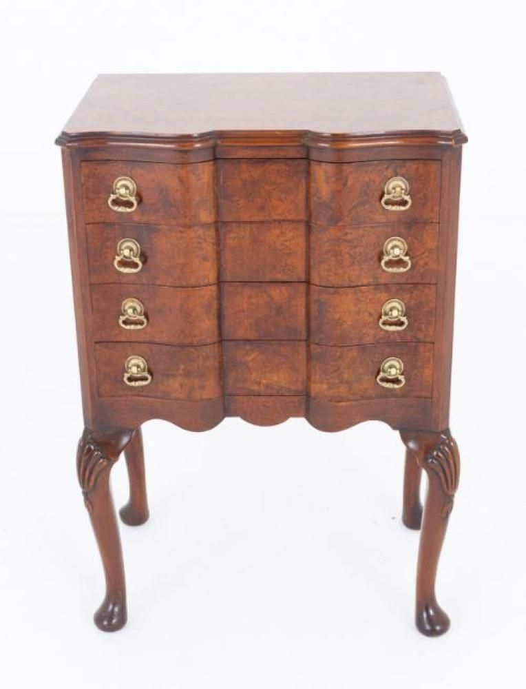 Queen Anne Revival Bedside Chest Of Drawers Cabinet Walnut photo Furniture