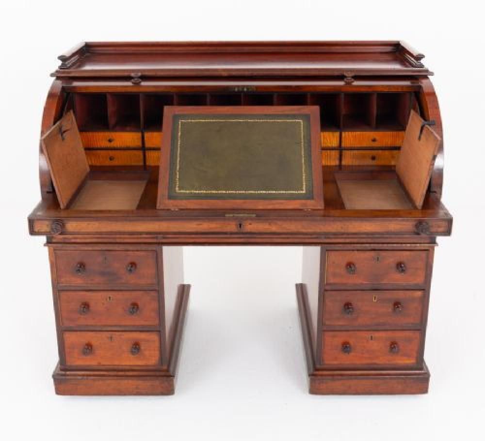 Period Victorian Cylinder Desk Roll Top Mahogany 186 photo furniture