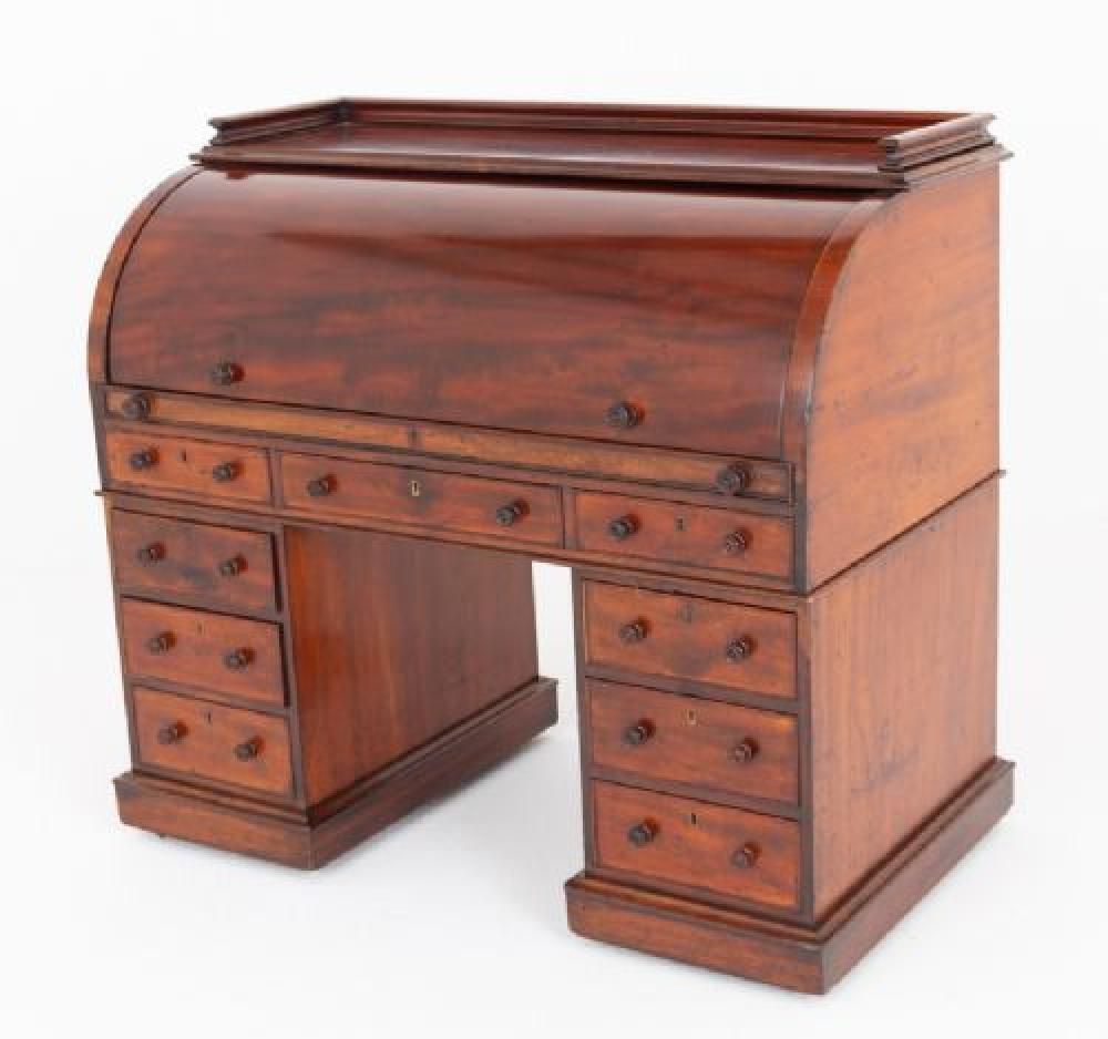 Period Victorian Cylinder Desk Roll Top Mahogany 186 photo Furniture