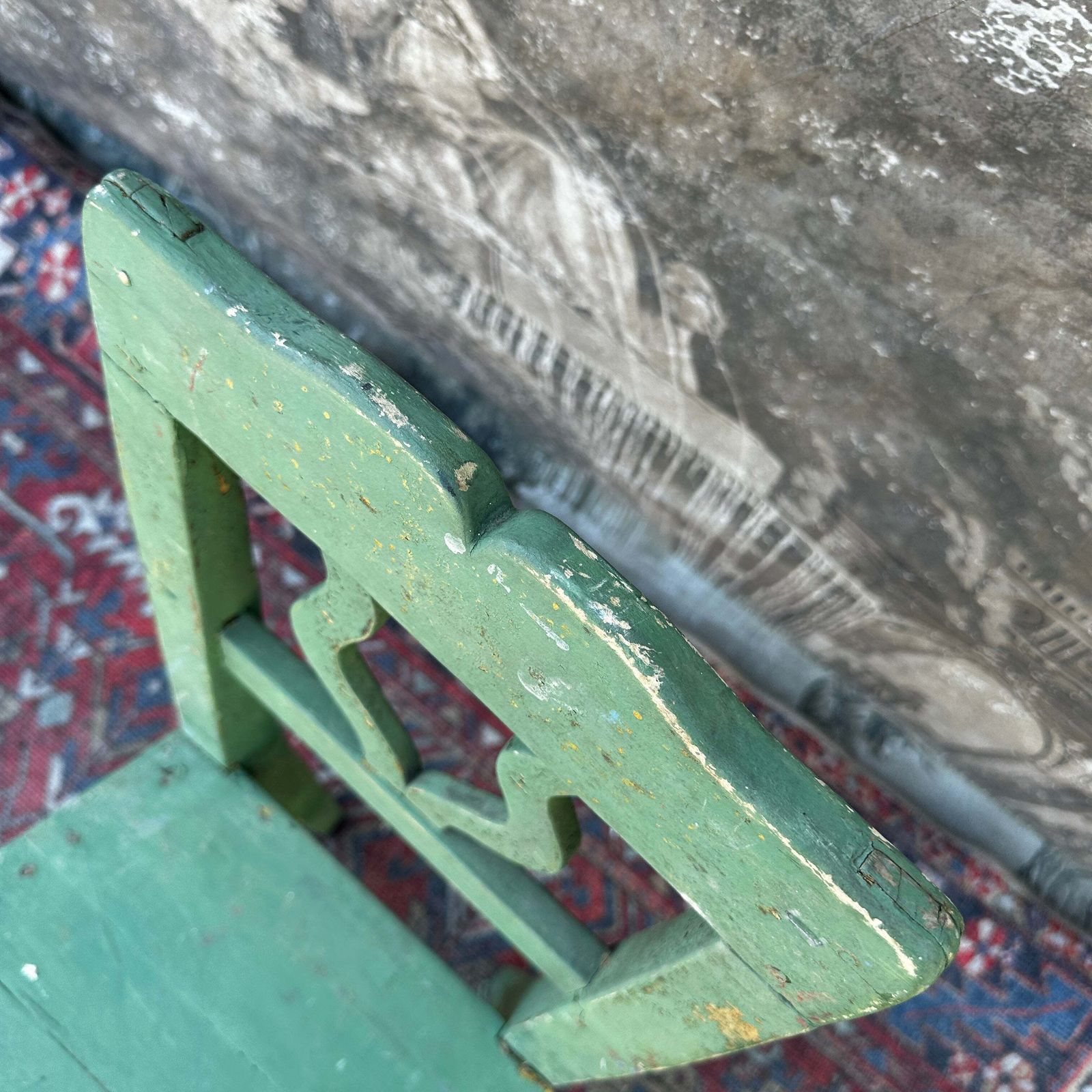photo for sale Rustic French Farmhouse Kitchen Chair — Original Green Paint