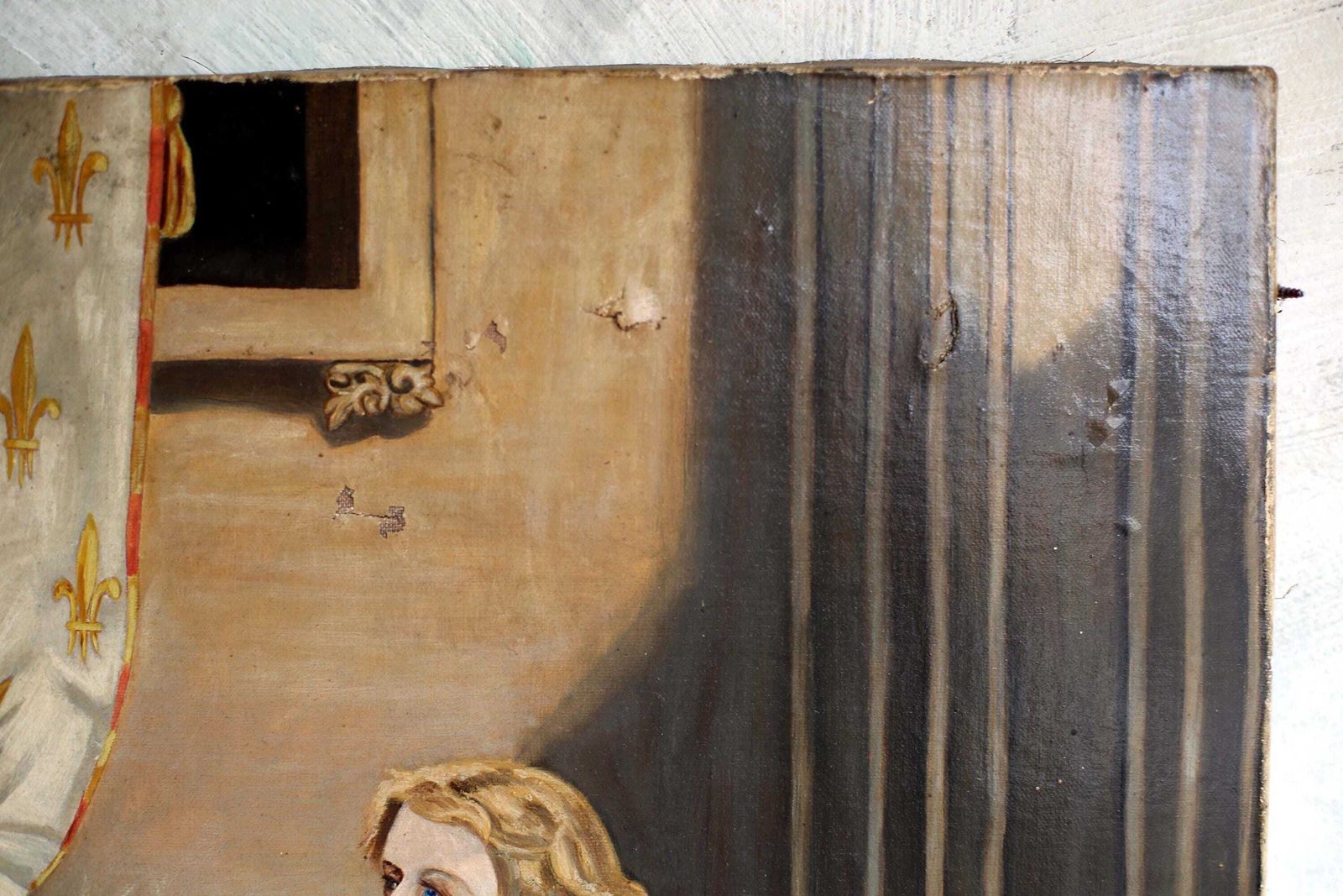 Antique French Joan Of Arc & Madonna Oil Painting Portrait Virgin Mary Religious Art photo buy