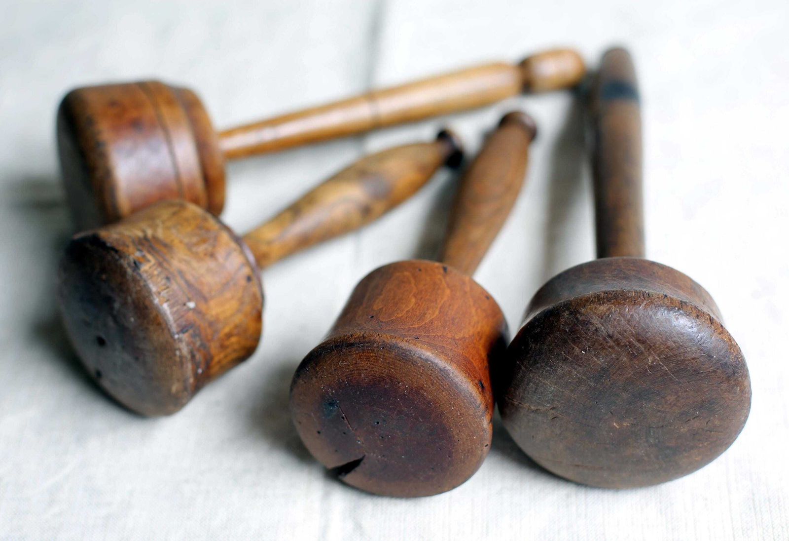 Collection Of 4 Large Antique French Rustic Wooden Pestles Primitive Mashers Spice Grinders photo vinterior