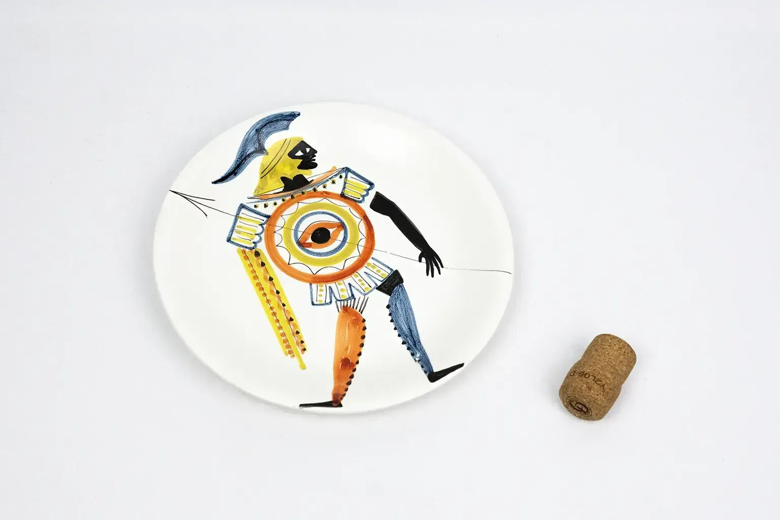 Assiette en faïence émaillée, hoplite au bouclier à l'œil - Roger Capron, Vallauris, vers 1955-1960 photo buy