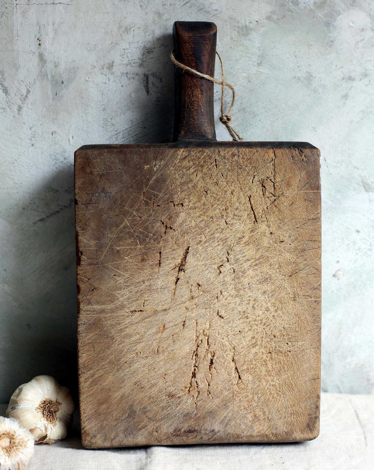 Large French Butchers Block Antique Bread Board Chunky Wooden Primitive Cutting Board photo for sale