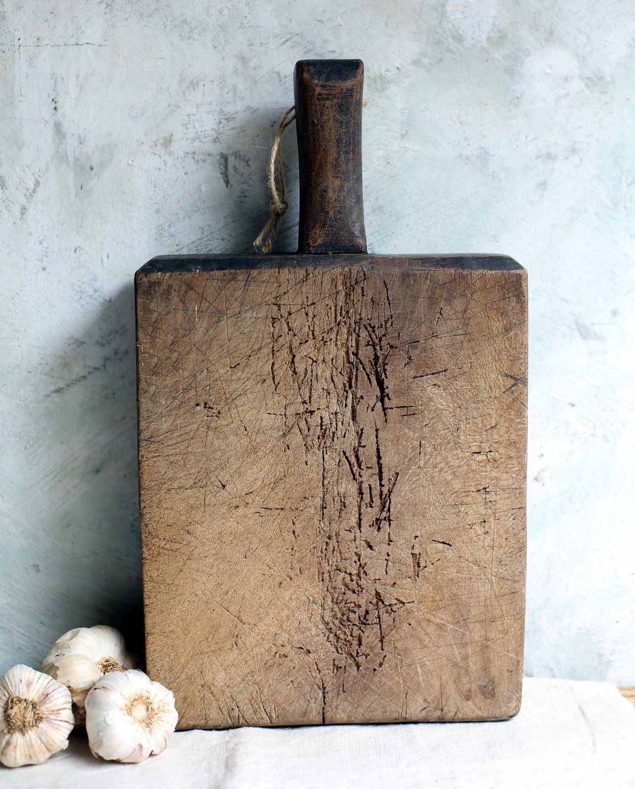 Large French Butchers Block Antique Bread Board Chunky Wooden Primitive Cutting Board photo buy