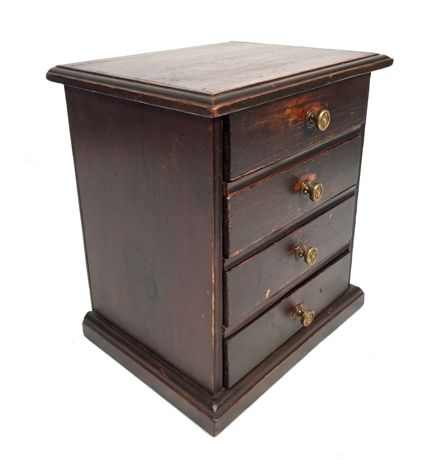 Antique Tabletop Rustic Wooden Chest Of Drawers / Filing Storage Box Cabinet photo for sale