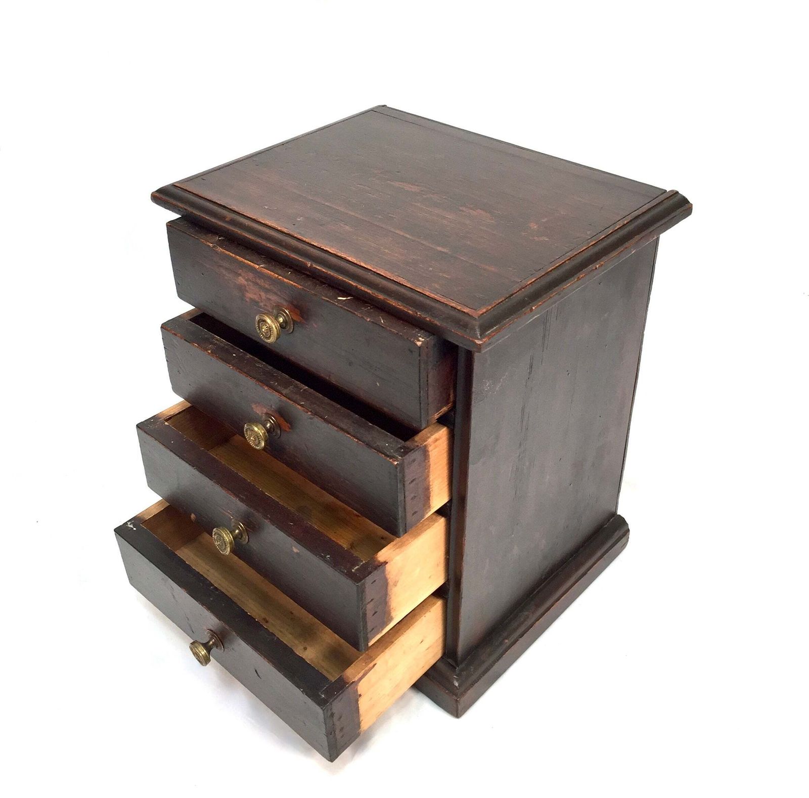 photo vinterior Antique Tabletop Rustic Wooden Chest Of Drawers / Filing Storage Box Cabinet