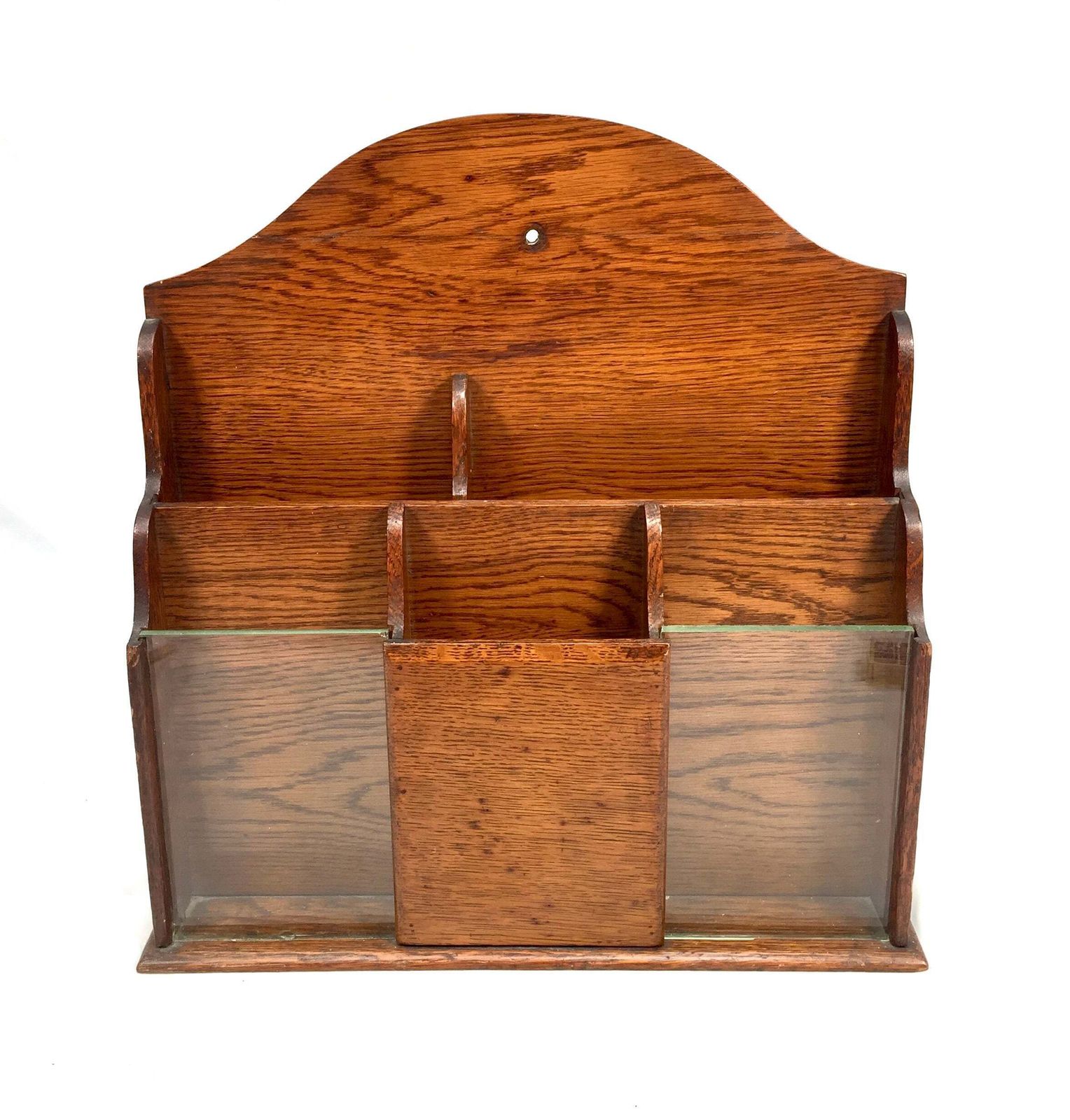 Antique Wooden Oak & Glass Tabletop Stationery Holder / Hotel Leaflet Rack C1930 photo buy