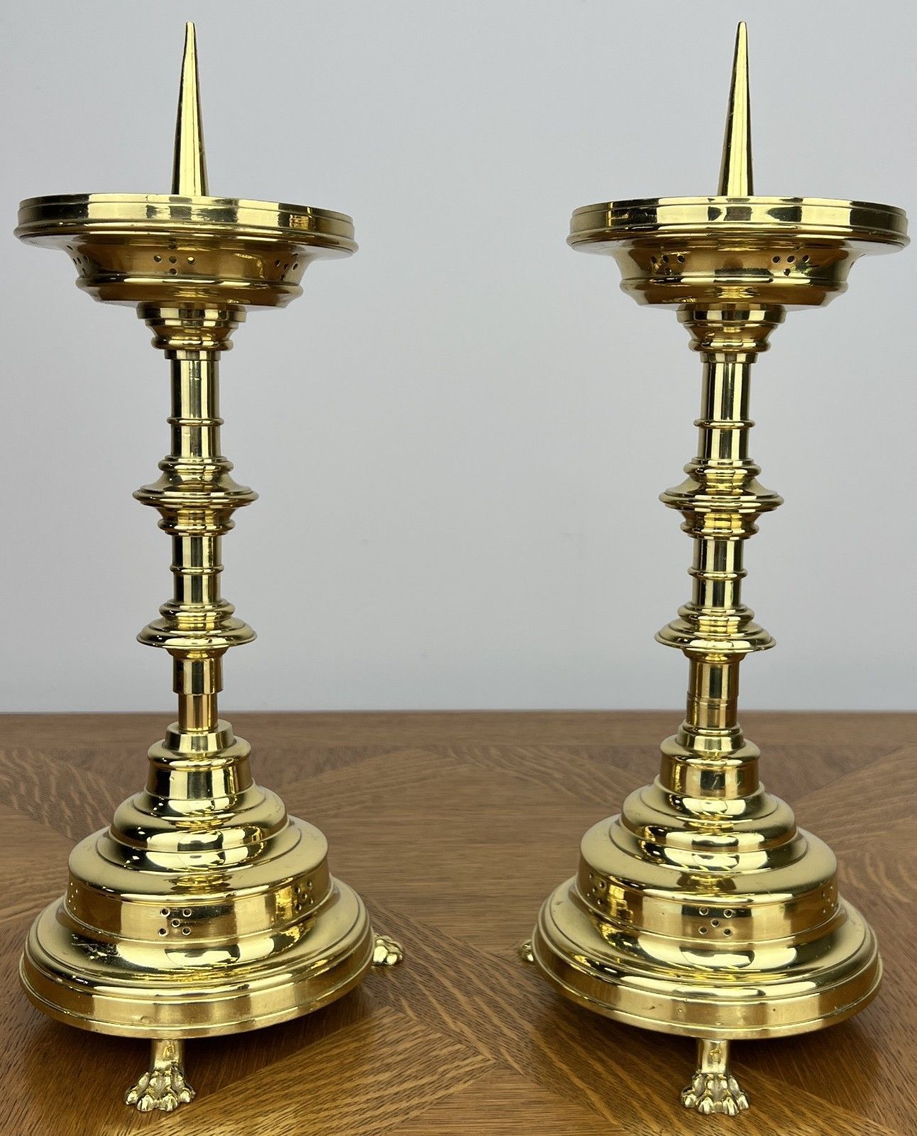 Pair Of Candle Holders Vintage French Style Brass Gold Candlesticks Lot 6030 photo furniture