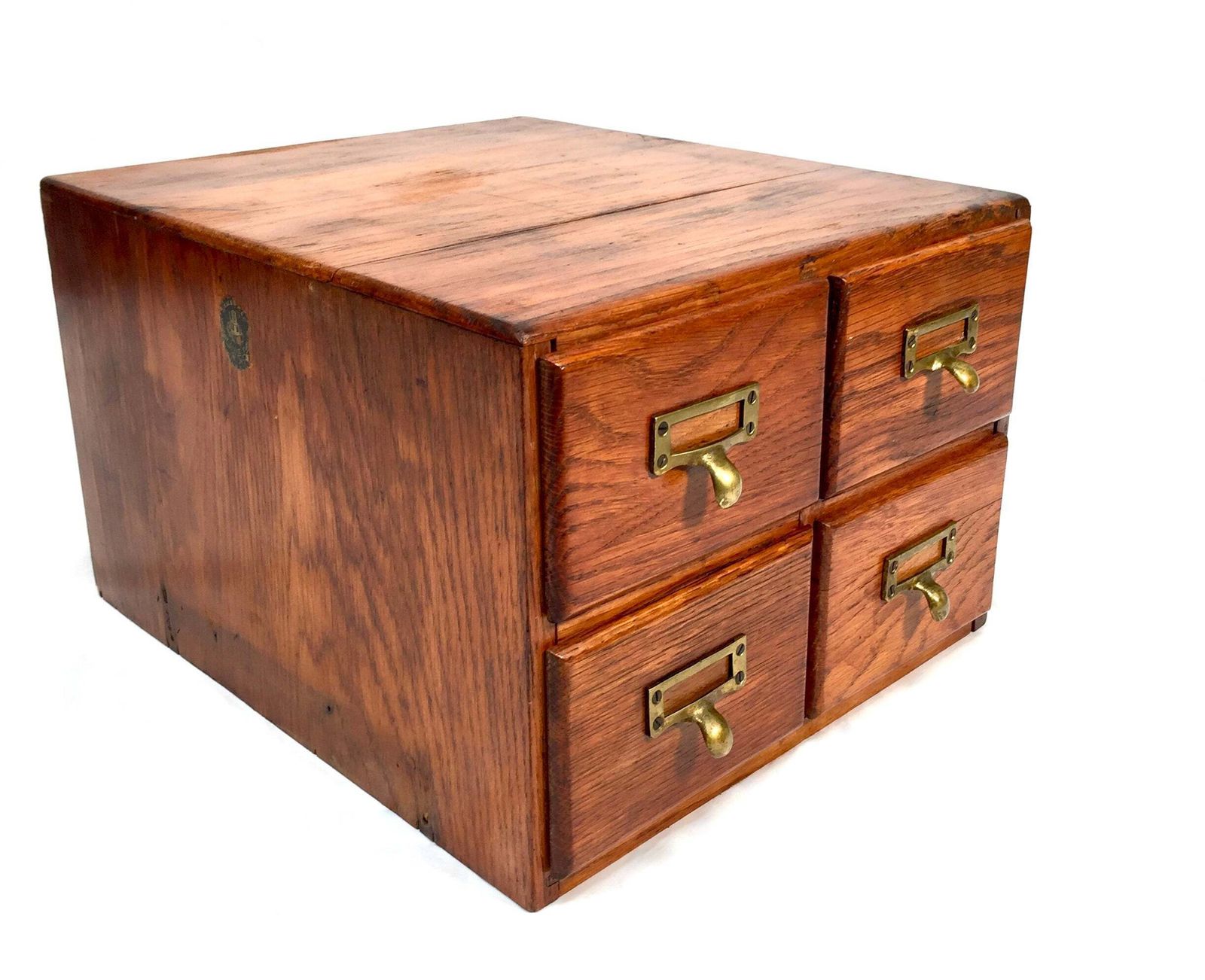 Antique Wooden Desktop Oak Stationery Index Filing Card Drawers / Cabinet / Box photo Furniture
