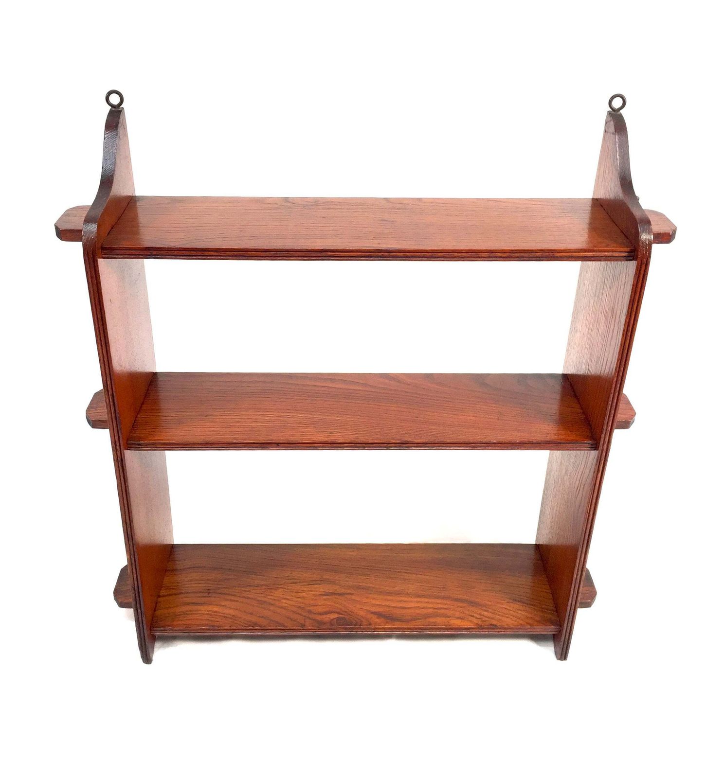 Antique Oak Wooden Arts & Crafts Tabletop / Wall Peg Shelf / Edwardian C.1905 photo vinterior